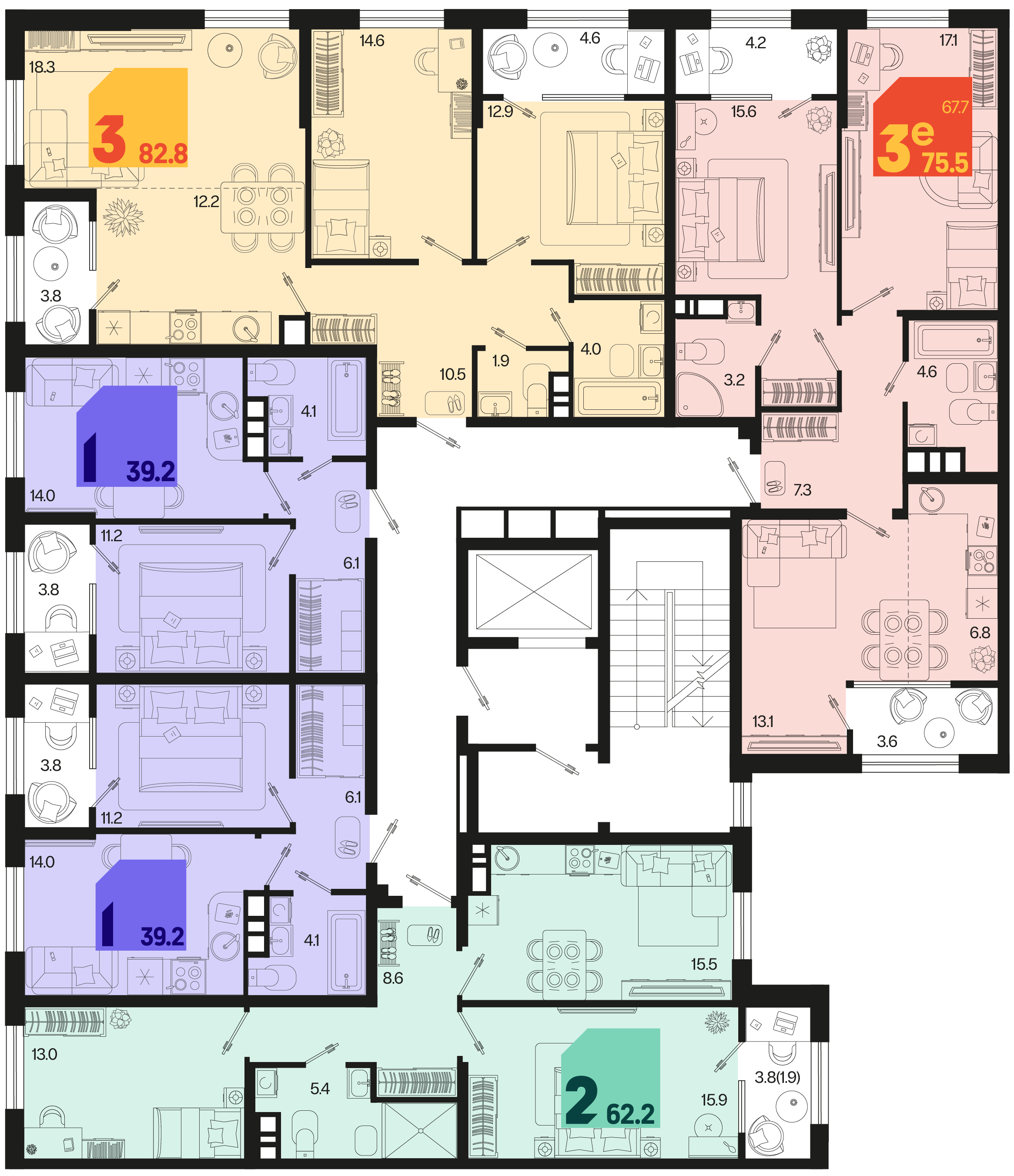 1-комнатная квартира №664 39,2 м2 от застройщика ГК ТОЧНО фото 4