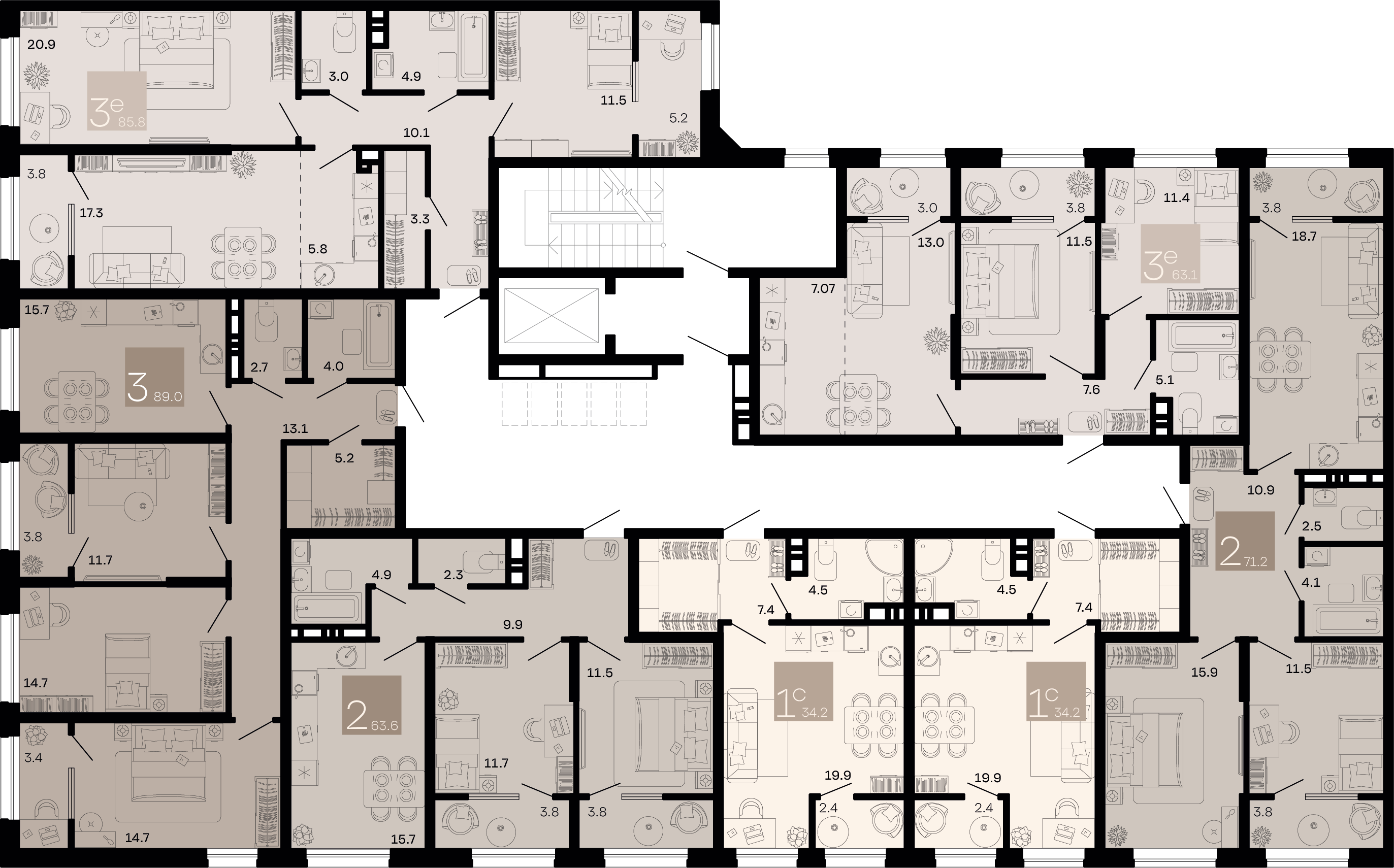 евро 3 к.кв. №63 81,3 м2 от застройщика ГК ТОЧНО фото 3