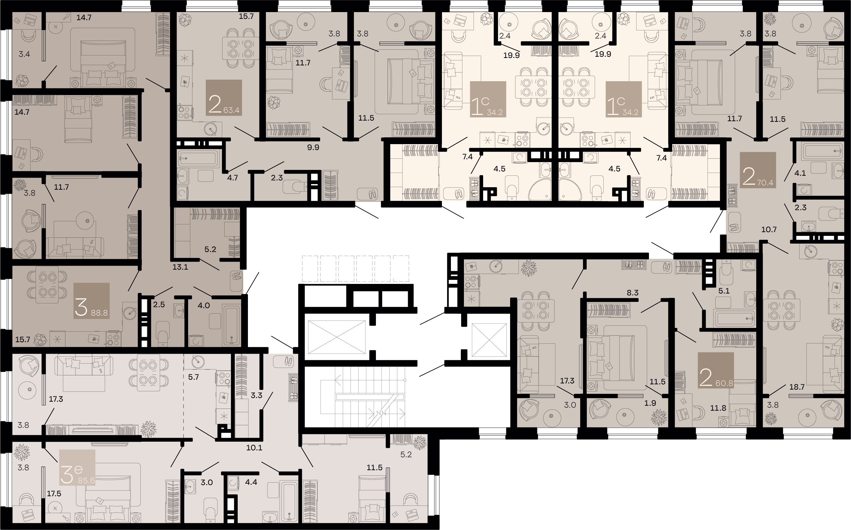 евро 3 к.кв. №230 79,2 м2 от застройщика ГК ТОЧНО фото 2