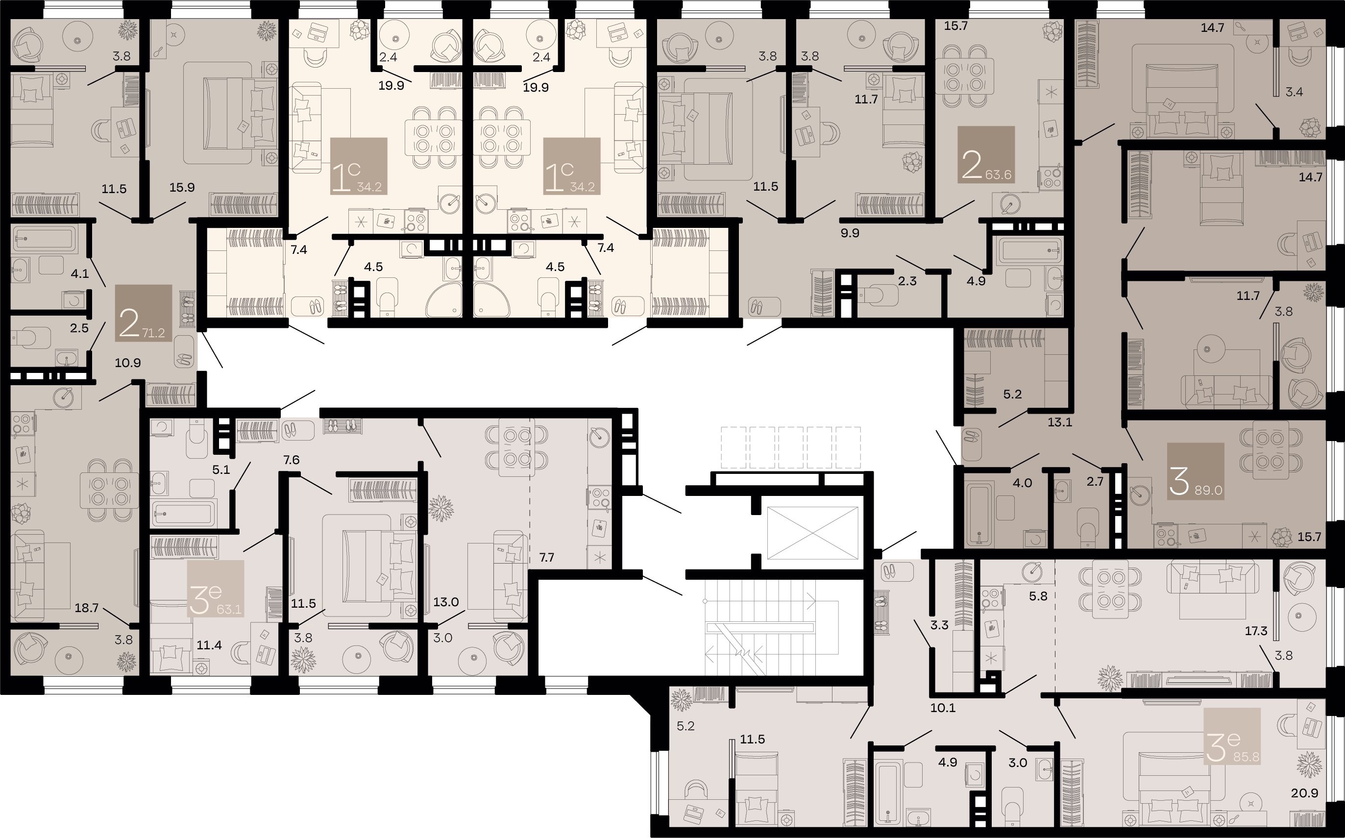 3-комнатная квартира №291 85,4 м2 от застройщика ГК ТОЧНО фото 3