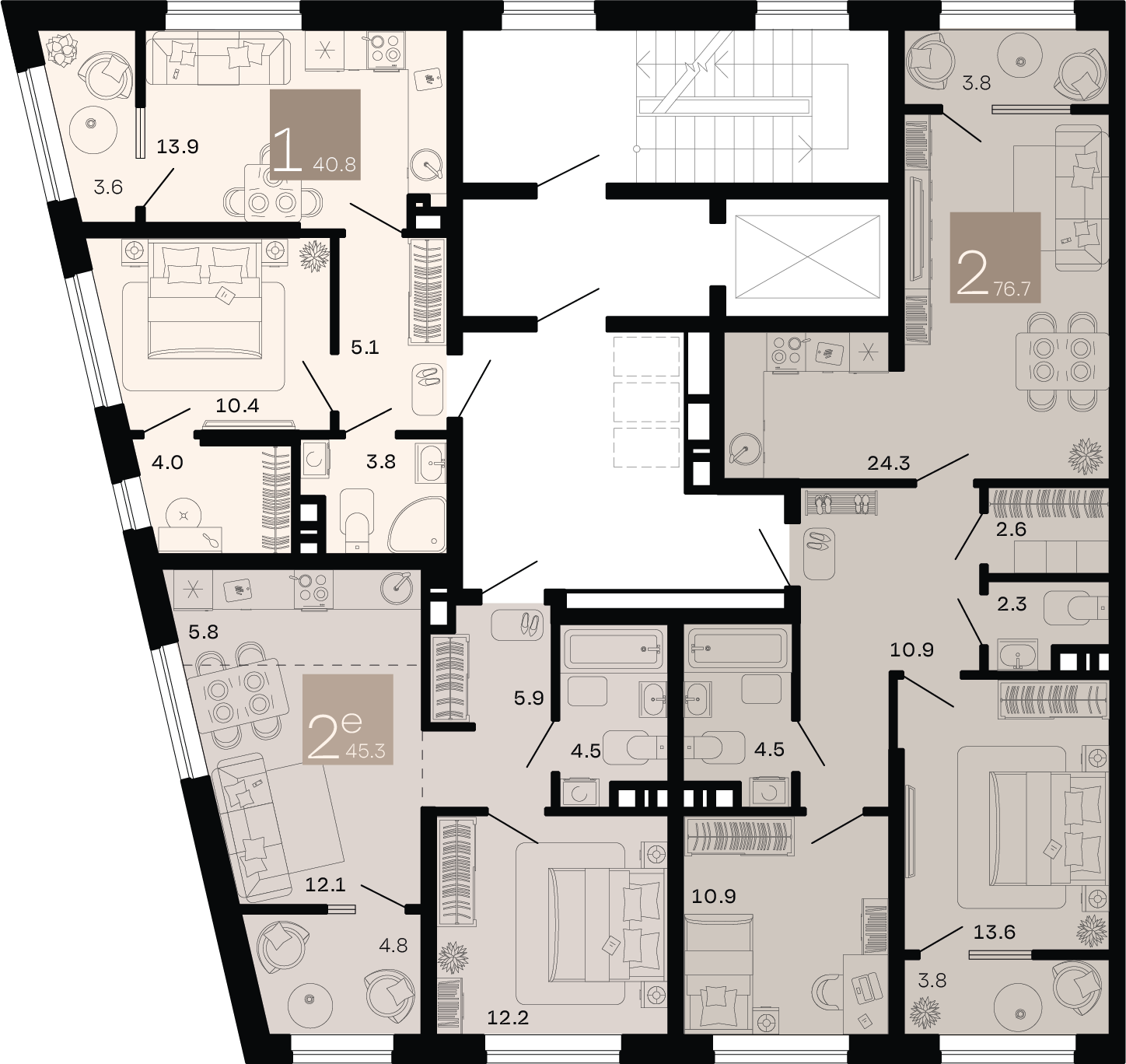 2-комнатная квартира №10 76,7 м2 от застройщика ГК ТОЧНО фото 2