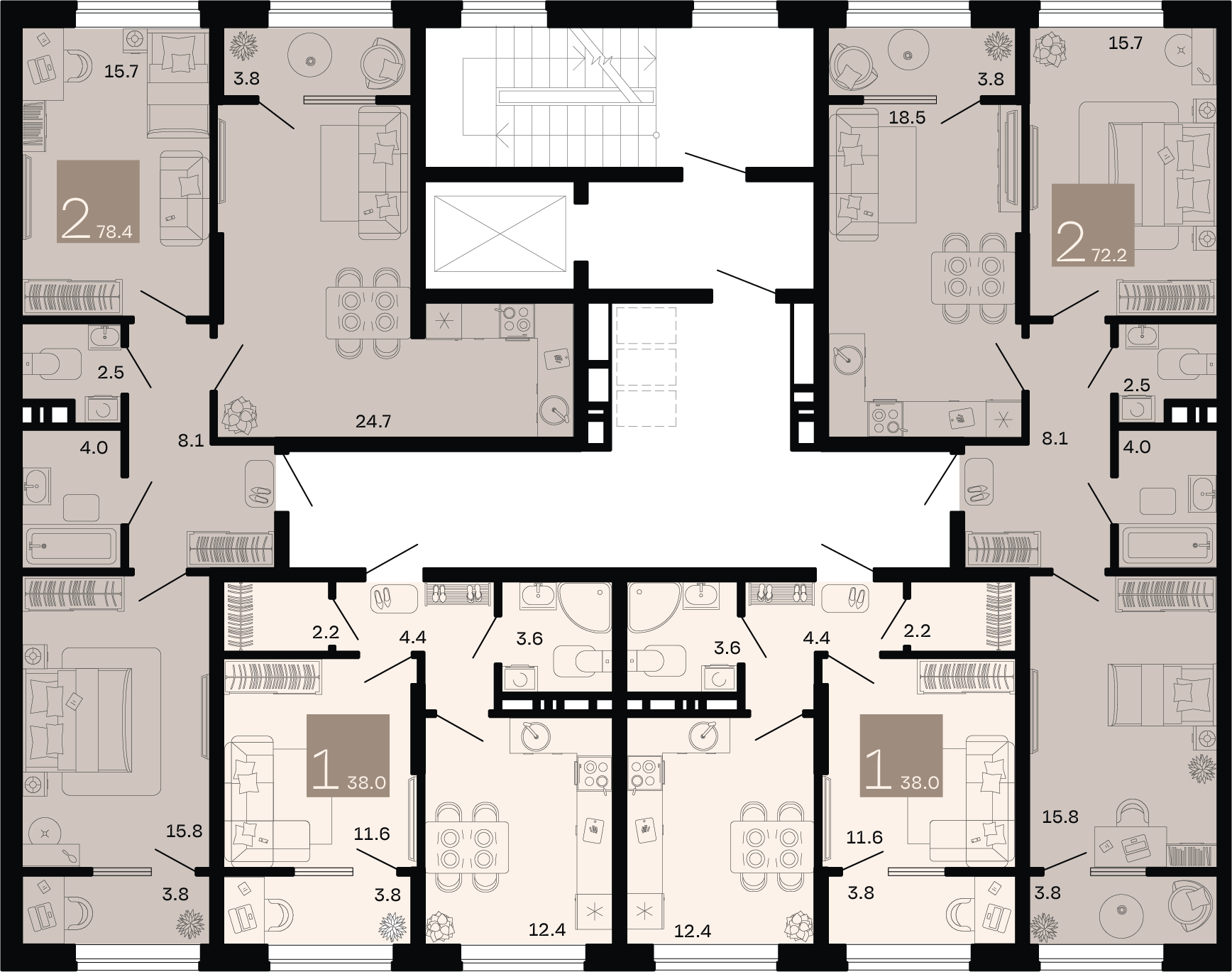 2-комнатная квартира №45 78,4 м2 от застройщика ГК ТОЧНО фото 3