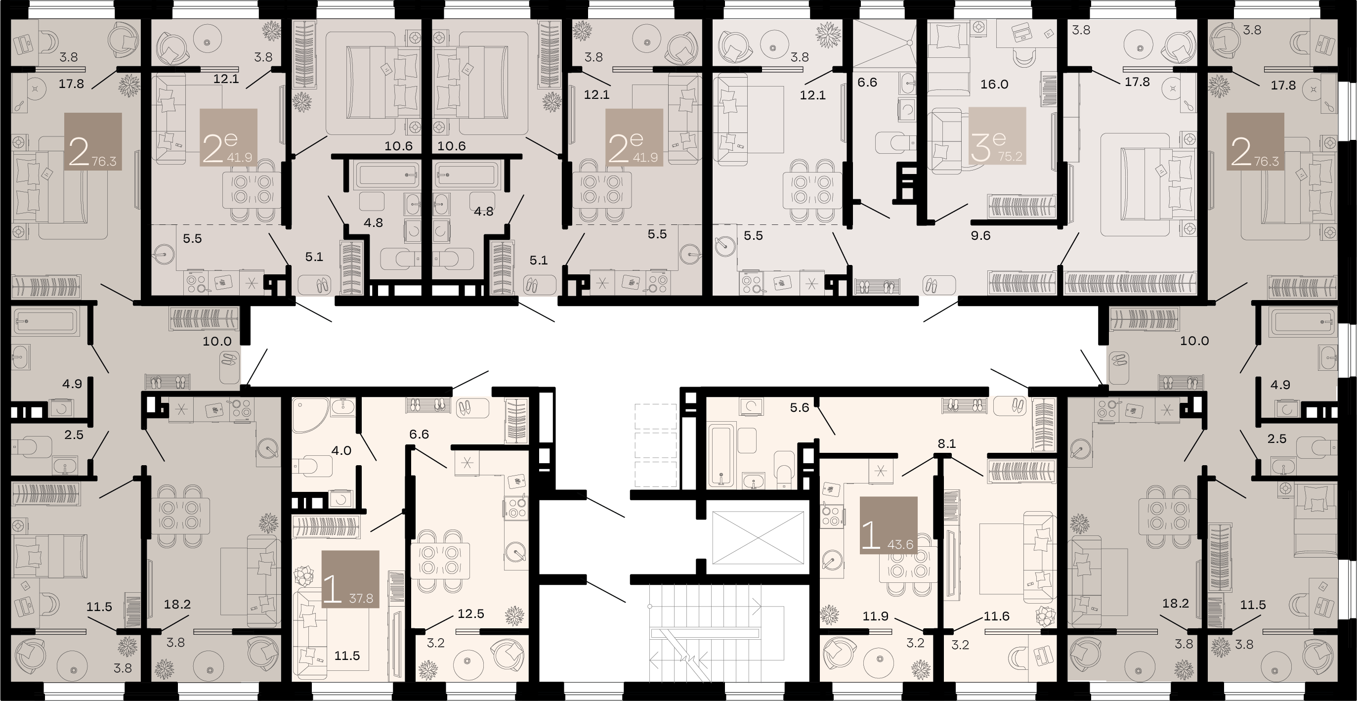 2-комнатная квартира №128 76,3 м2 от застройщика ГК ТОЧНО фото 3