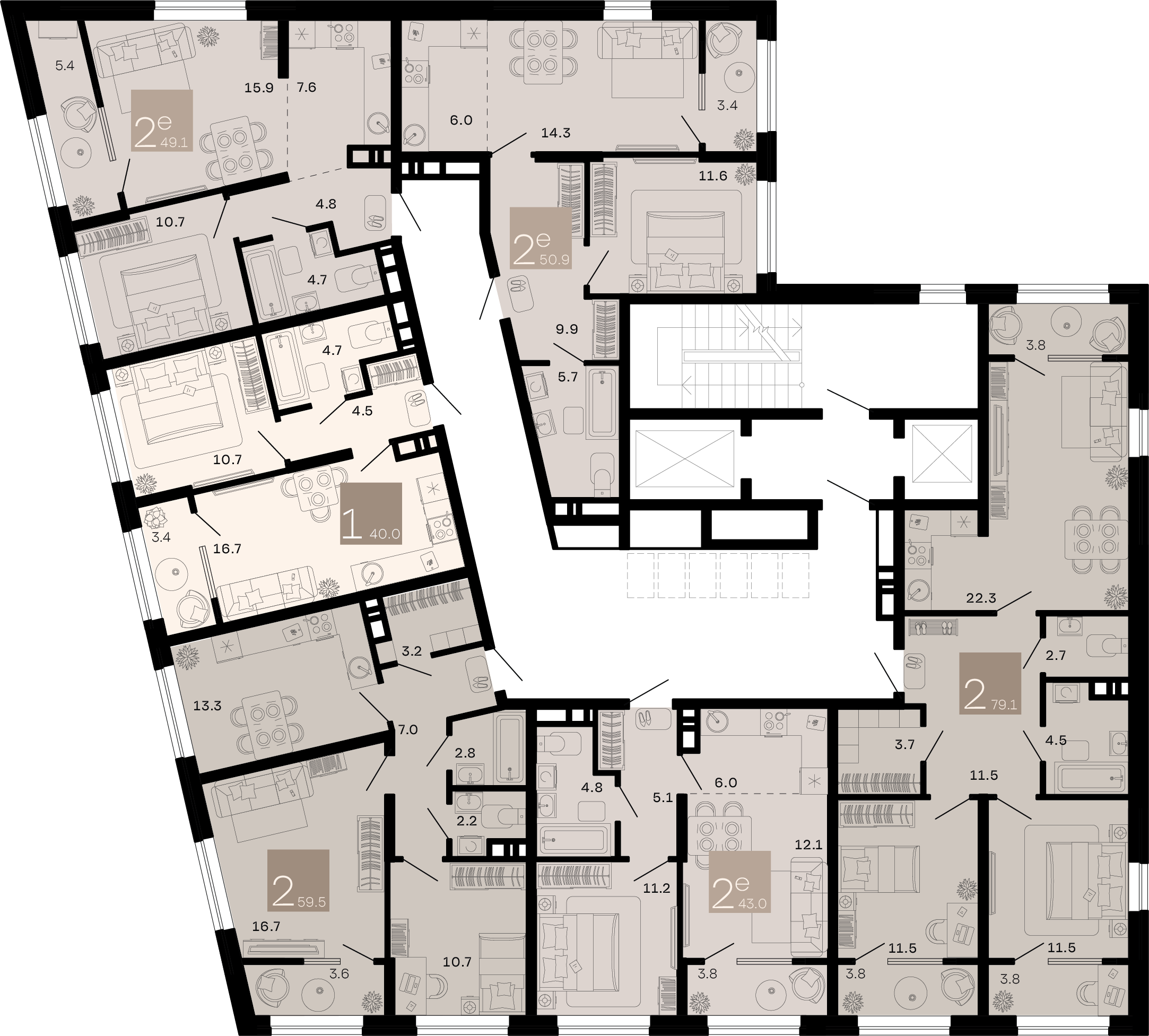 евро 2 к.кв. №223 50,9 м2 от застройщика ГК ТОЧНО фото 3