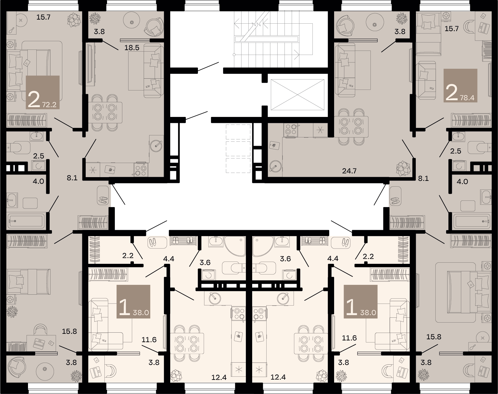 2-комнатная квартира №1 78,4 м2 от застройщика ГК ТОЧНО фото 3