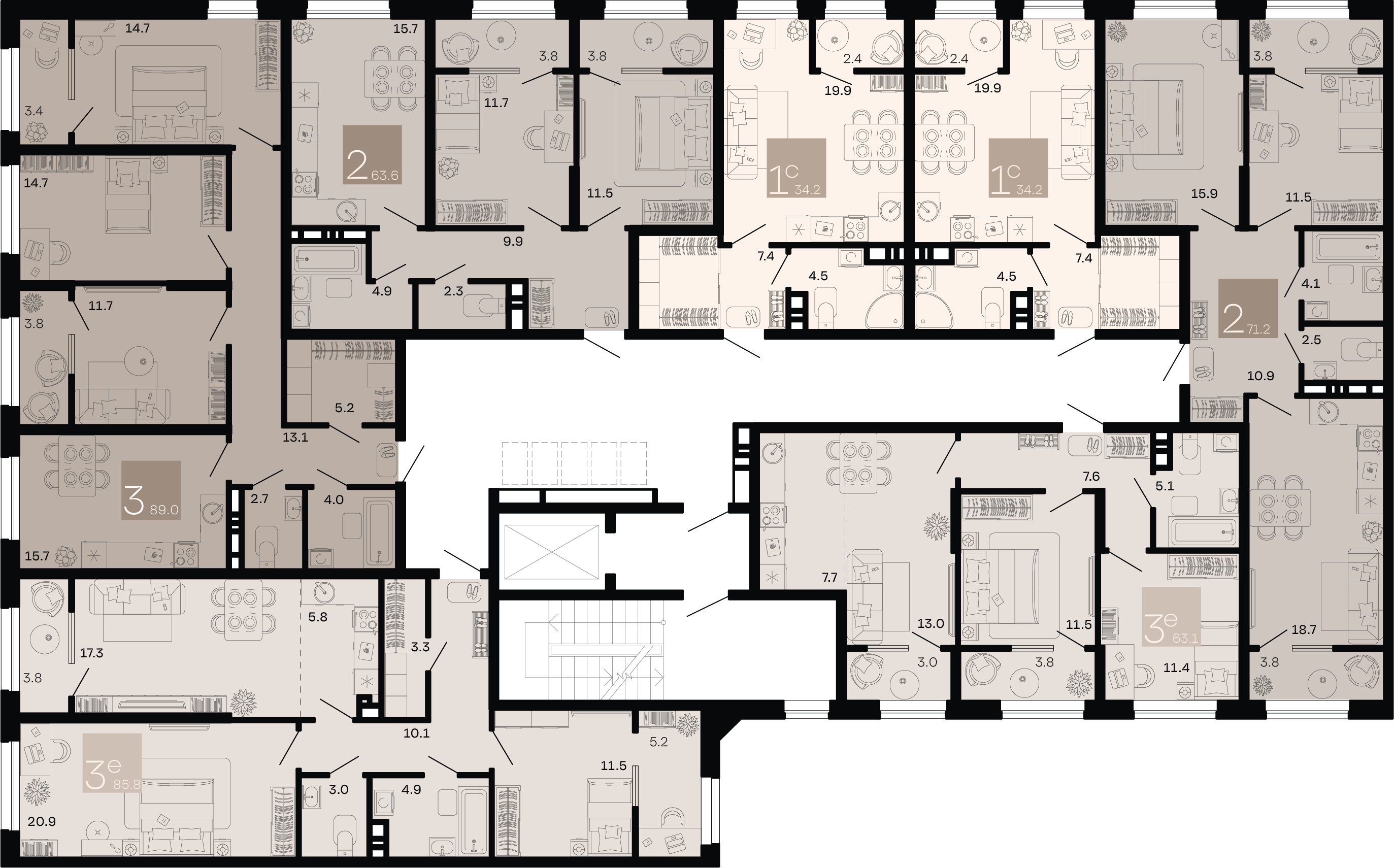 евро 3 к.кв. №204 85,8 м2 от застройщика ГК ТОЧНО фото 3