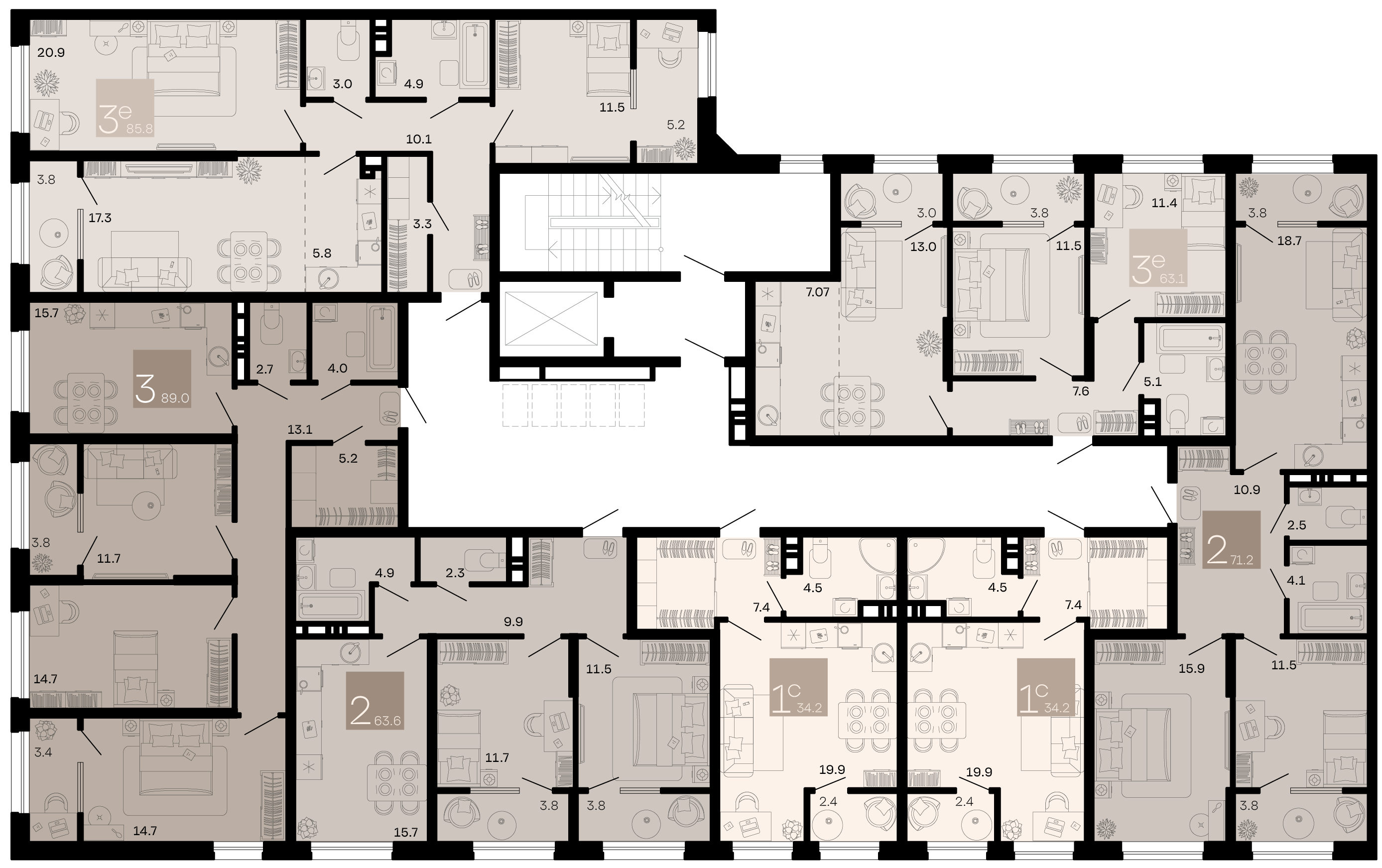 2-комнатная квартира №72 71,2 м2 от застройщика ГК ТОЧНО фото 3