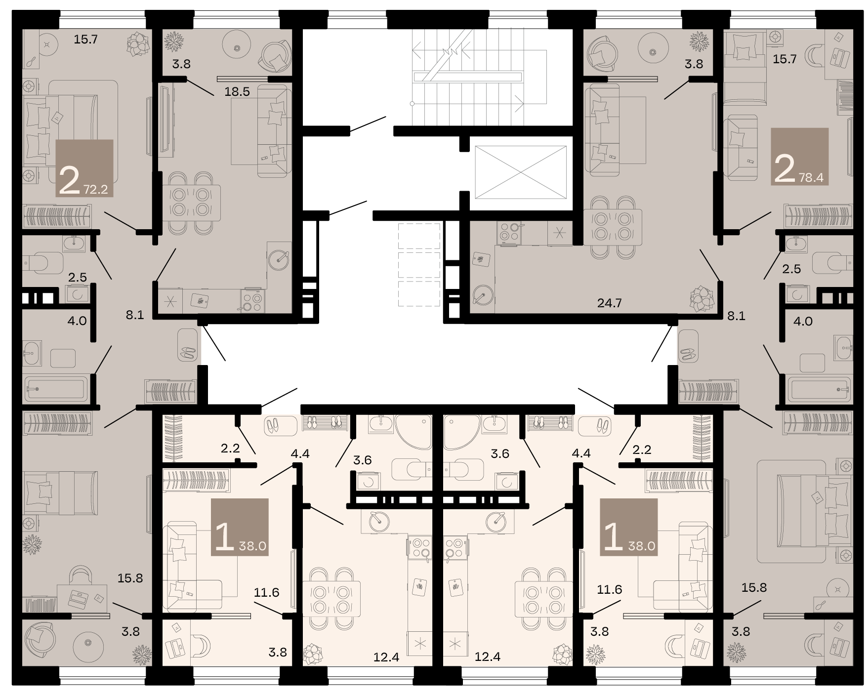 2-комнатная квартира №142 72,2 м2 от застройщика ГК ТОЧНО фото 3