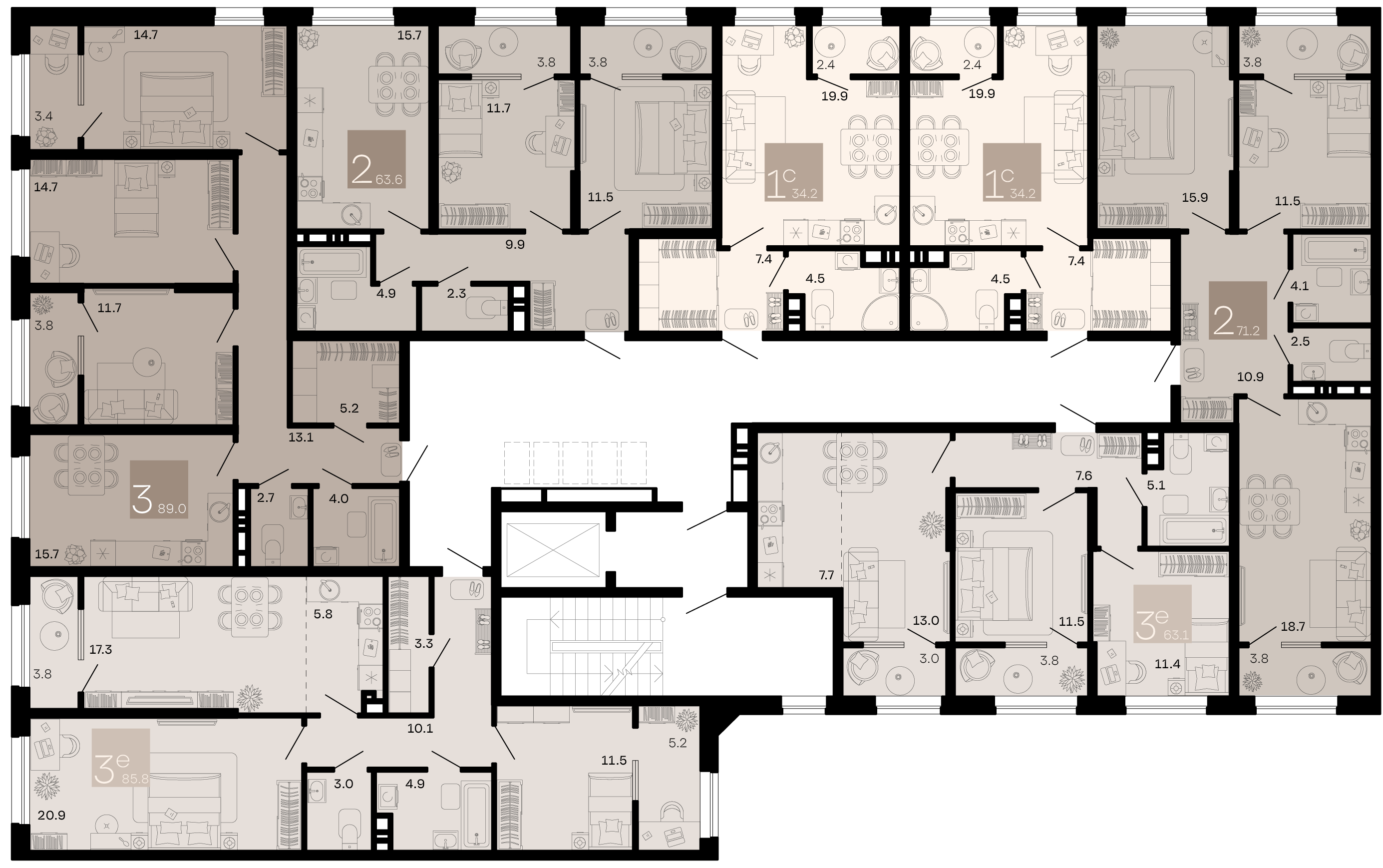 3-комнатная квартира №177 89 м2 от застройщика ГК ТОЧНО фото 3