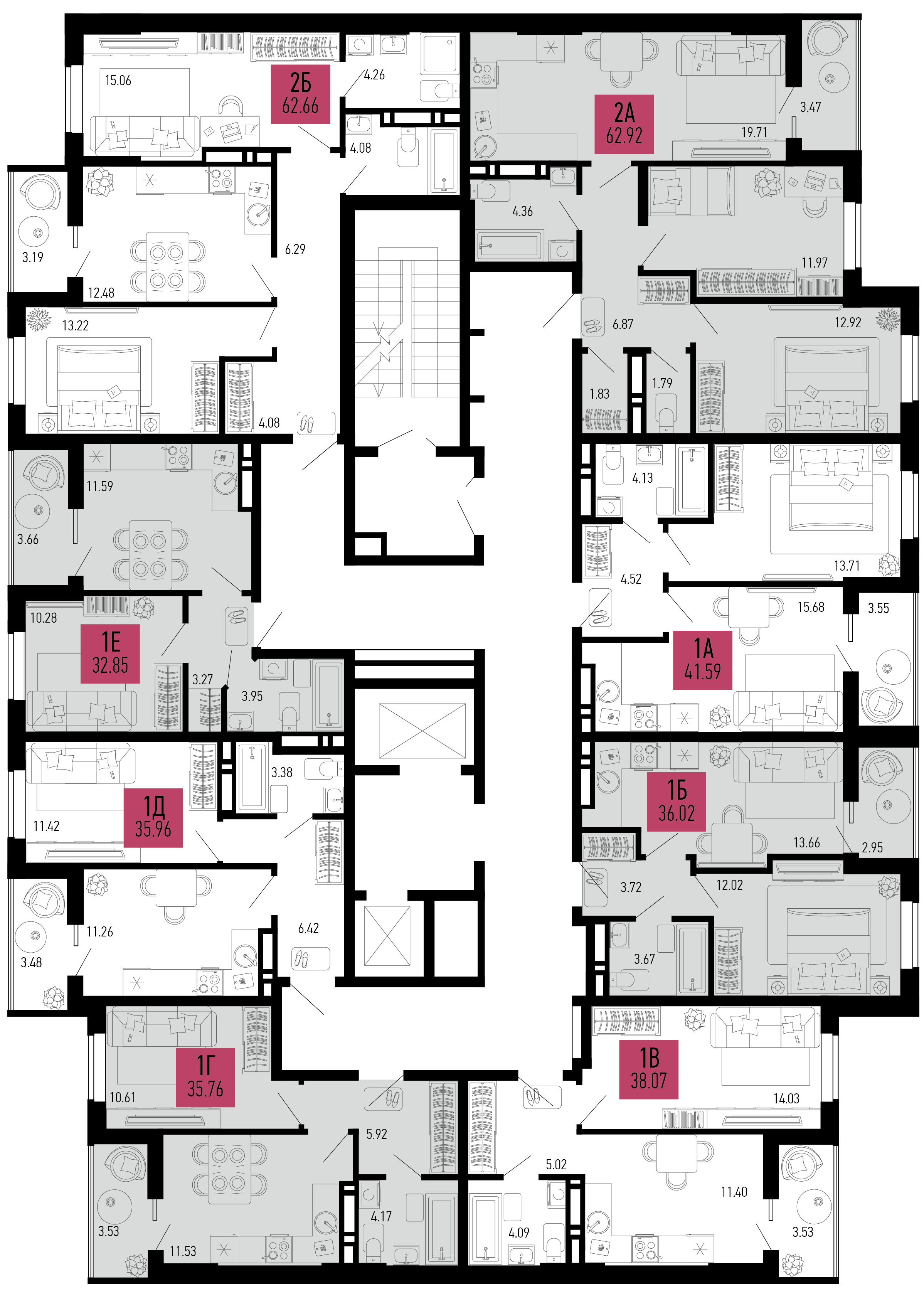 1-комнатная квартира №168 35,96 м2 от застройщика ГК ТОЧНО фото 5