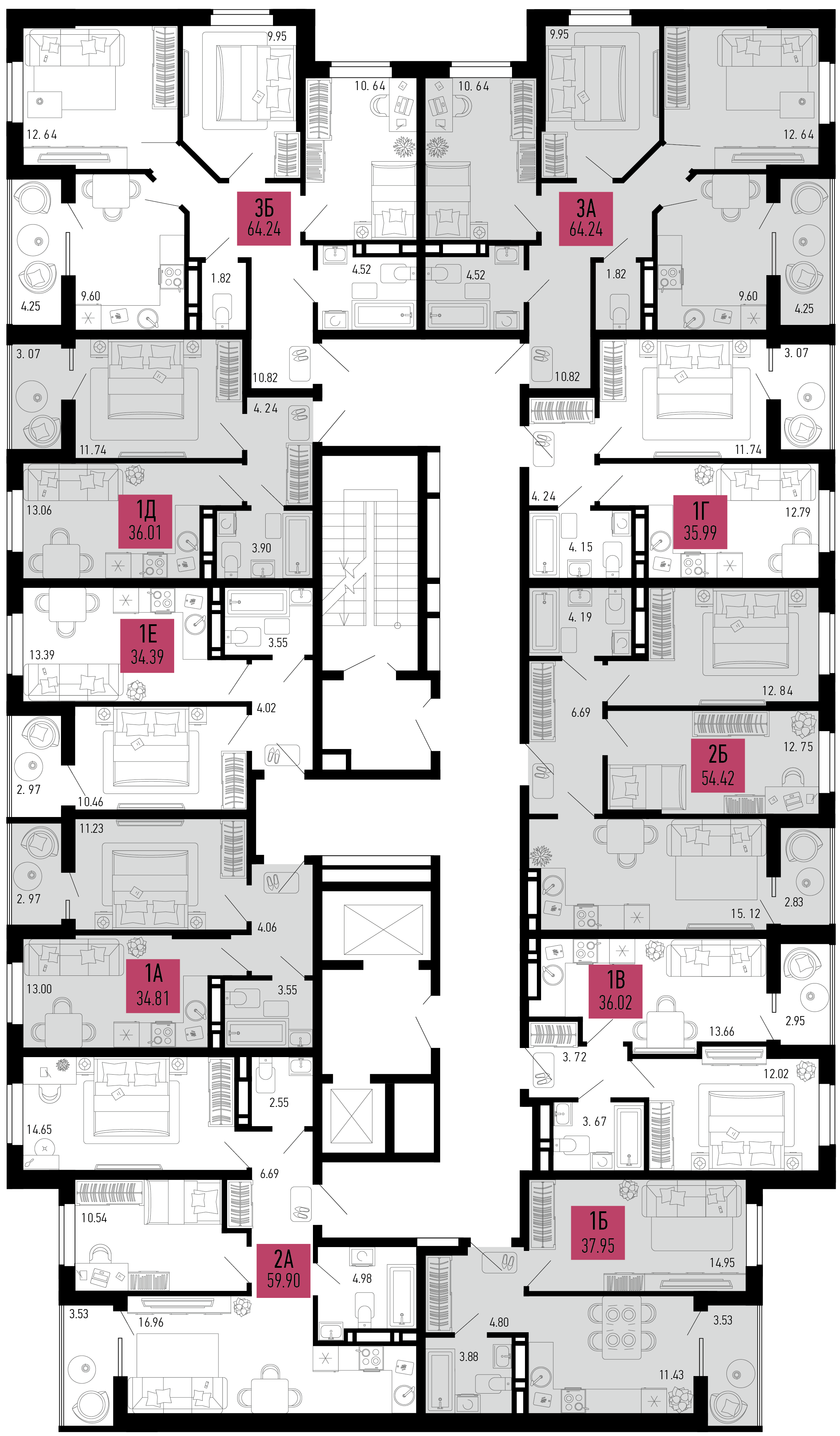 3-комнатная квартира №332 64,24 м2 от застройщика ГК ТОЧНО фото 5