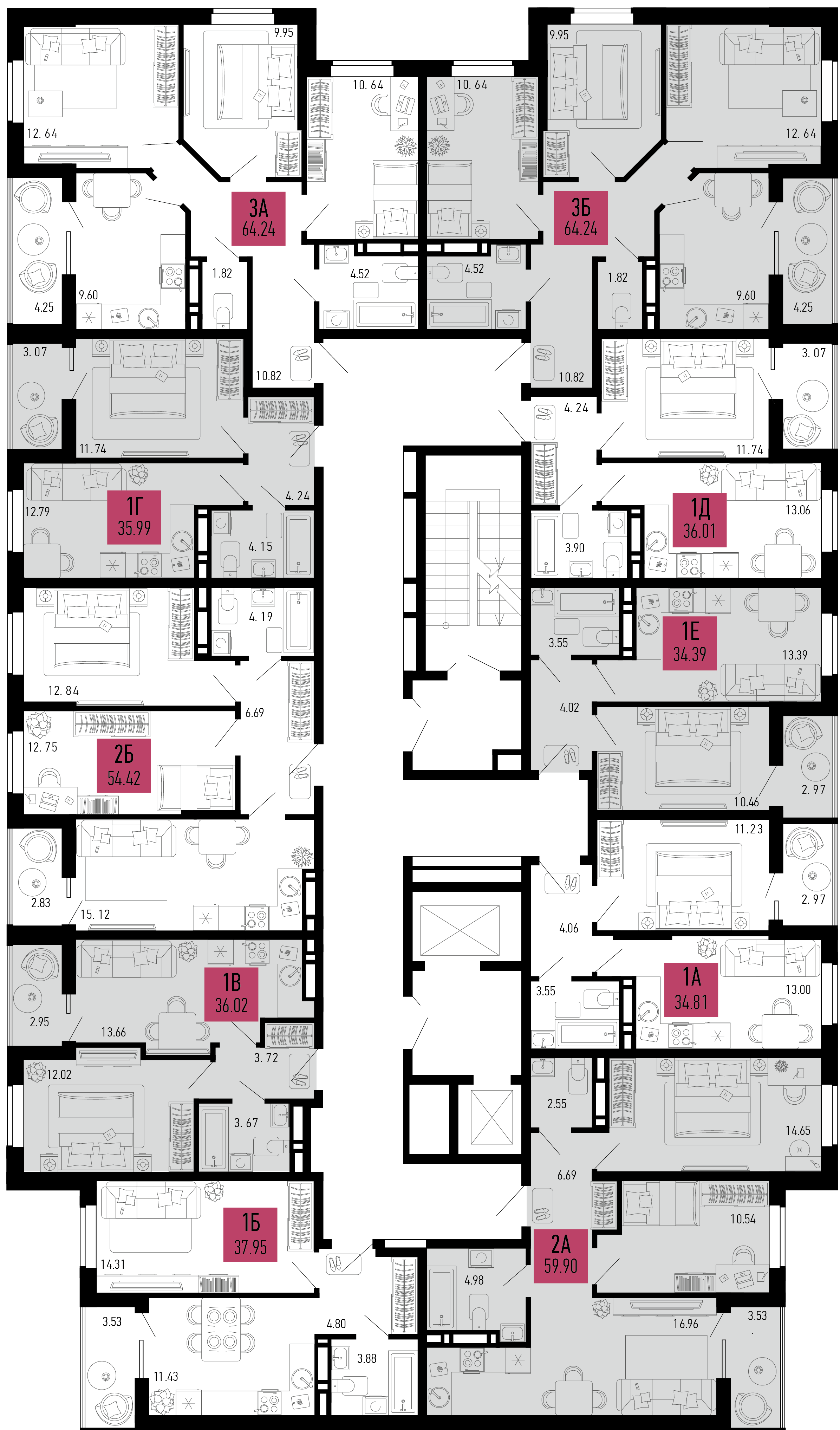 1-комнатная квартира №679 34,46 м2 от застройщика ГК ТОЧНО фото 5