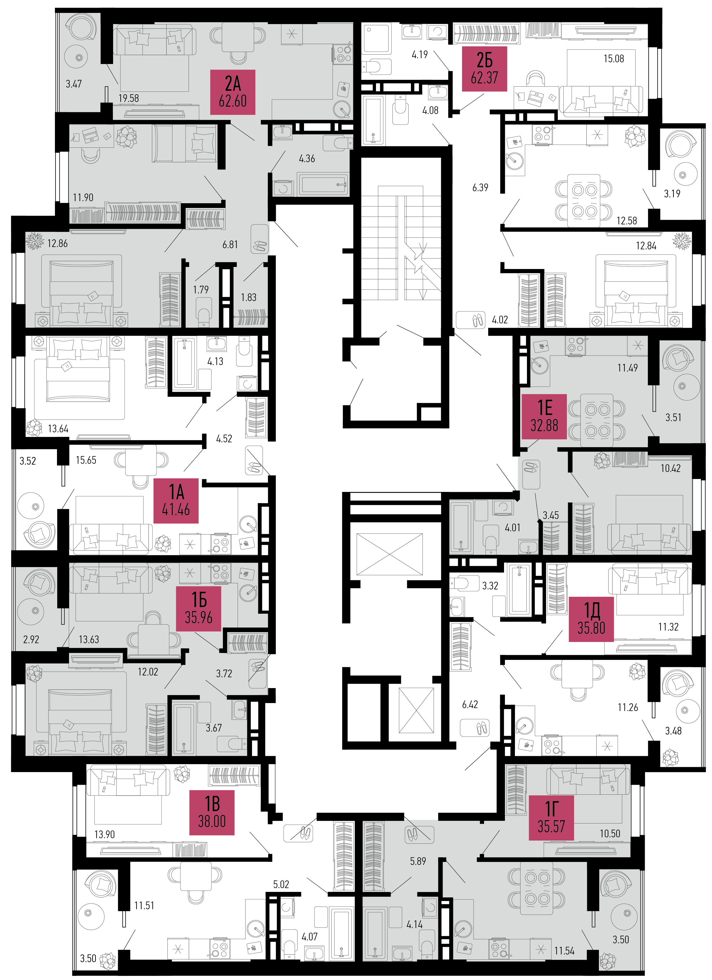 2-комнатная квартира №711 62,37 м2 от застройщика ГК ТОЧНО фото 5