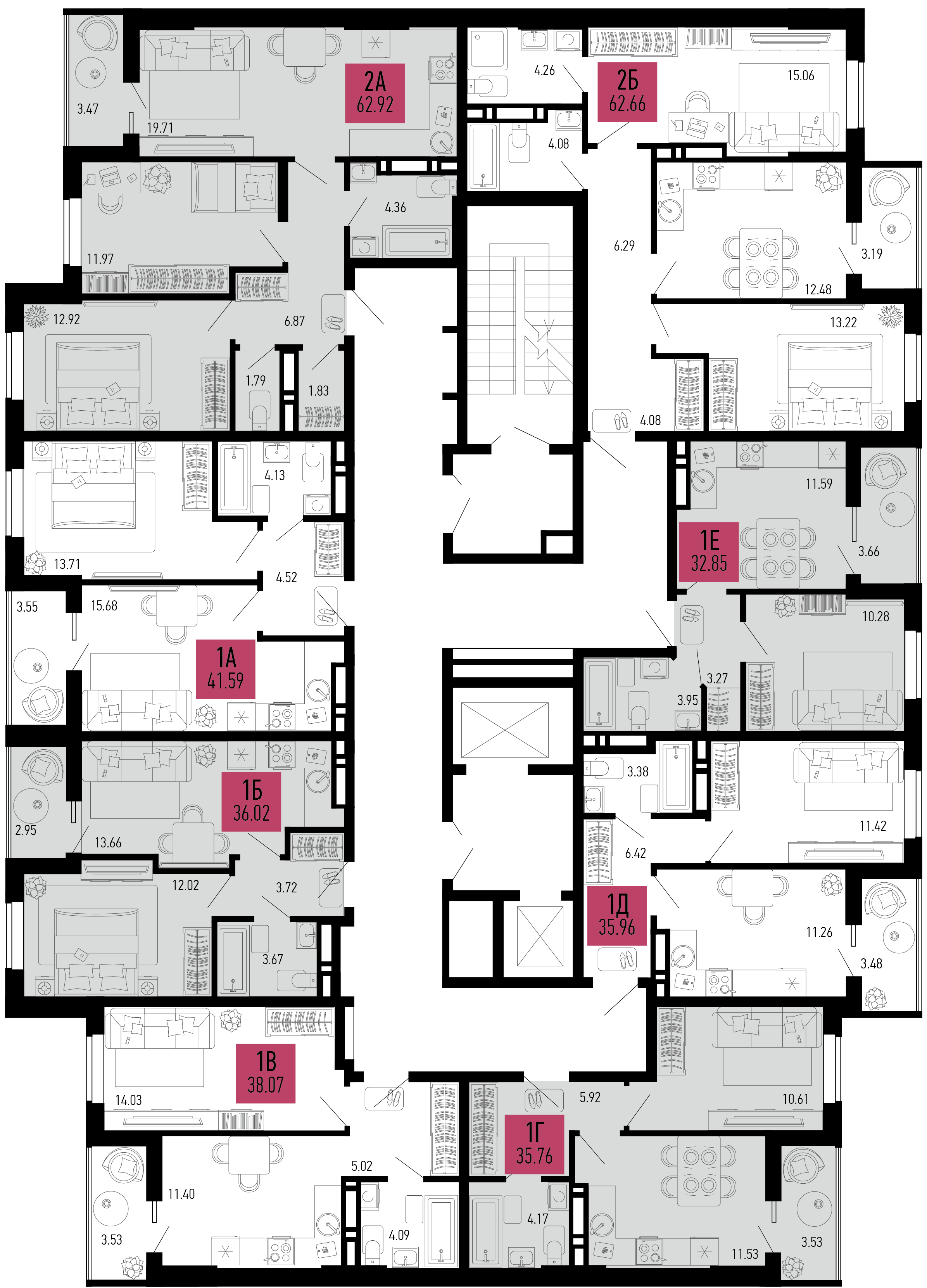 2-комнатная квартира №758 62,92 м2 от застройщика ГК ТОЧНО фото 5