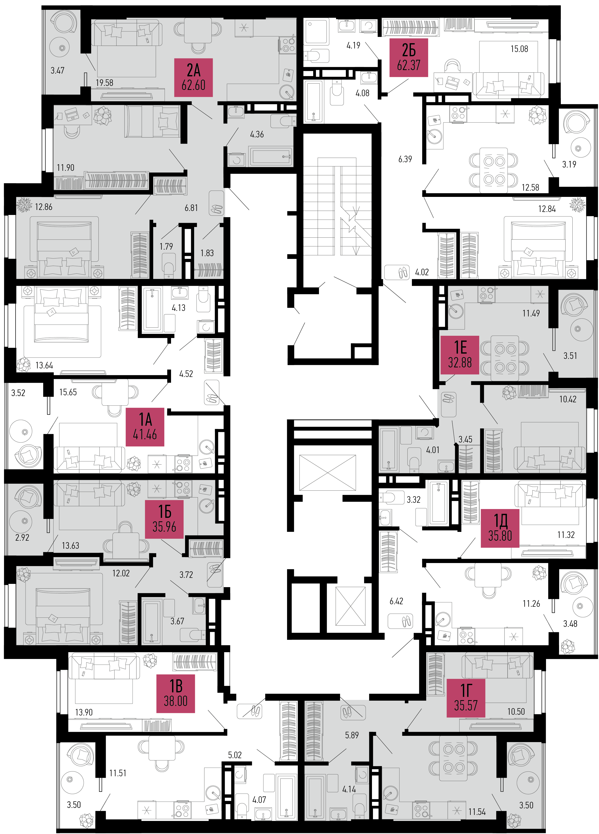 2-комнатная квартира №846 62,6 м2 от застройщика ГК ТОЧНО фото 5