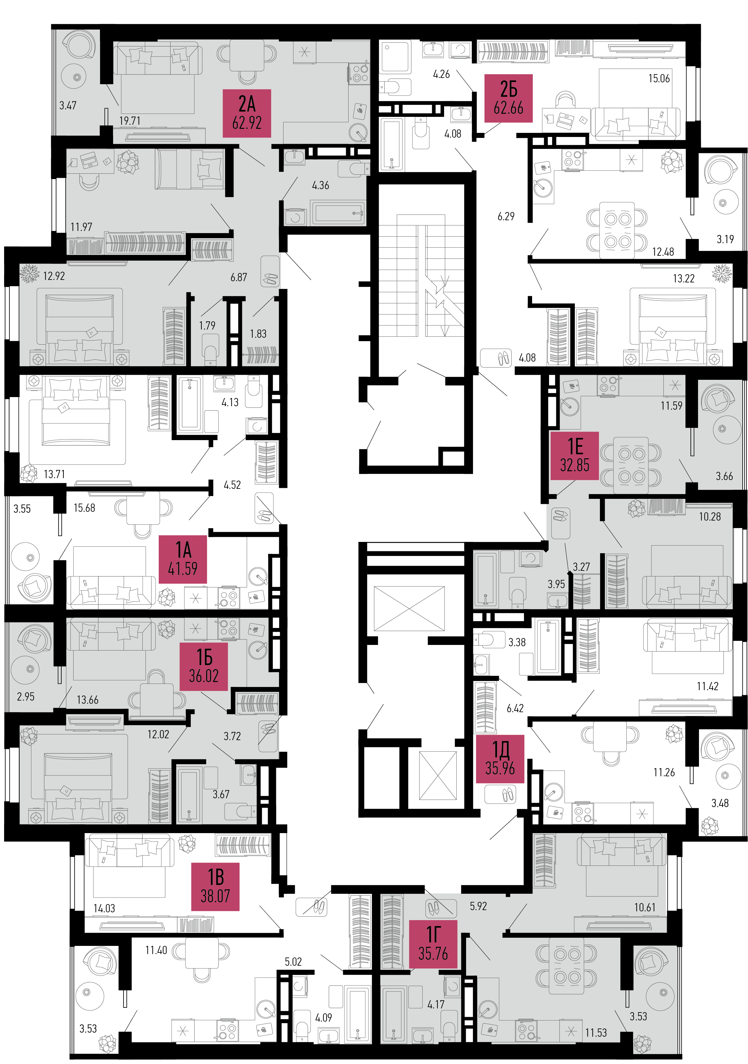 2-комнатная квартира №895 62,66 м2 от застройщика ГК ТОЧНО фото 5