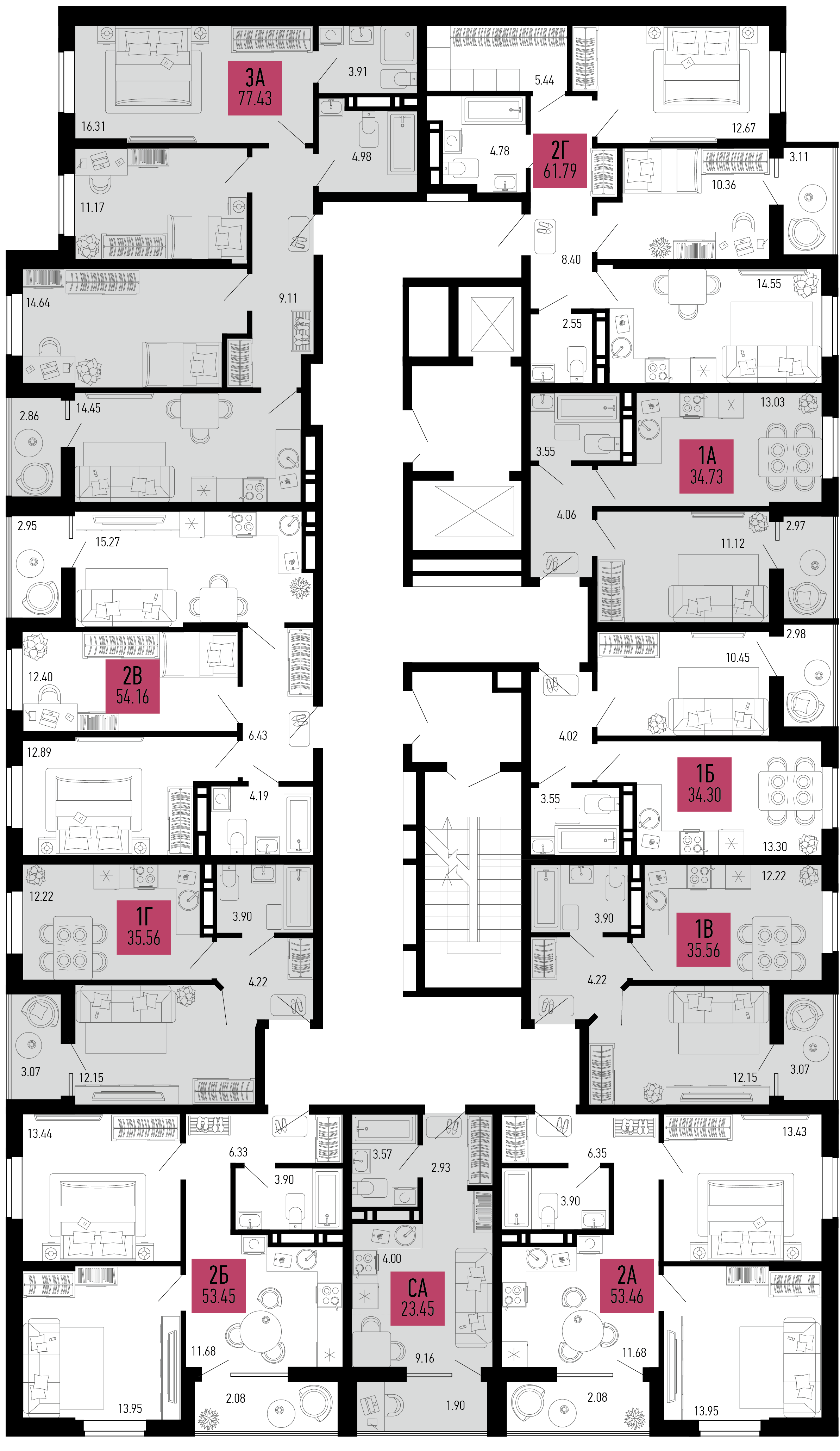 1-комнатная квартира №951 35,56 м2 от застройщика ГК ТОЧНО фото 5