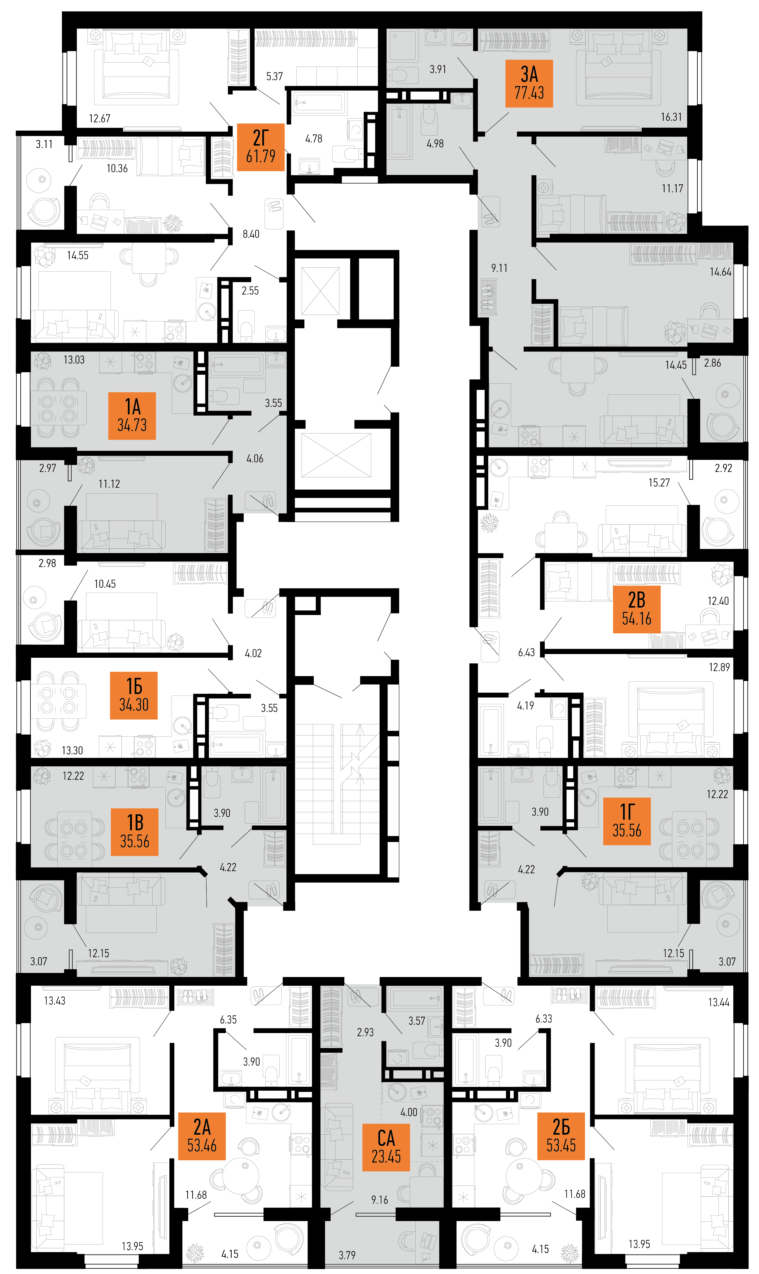 3-комнатная квартира №32 77,43 м2 от застройщика ГК ТОЧНО фото 4