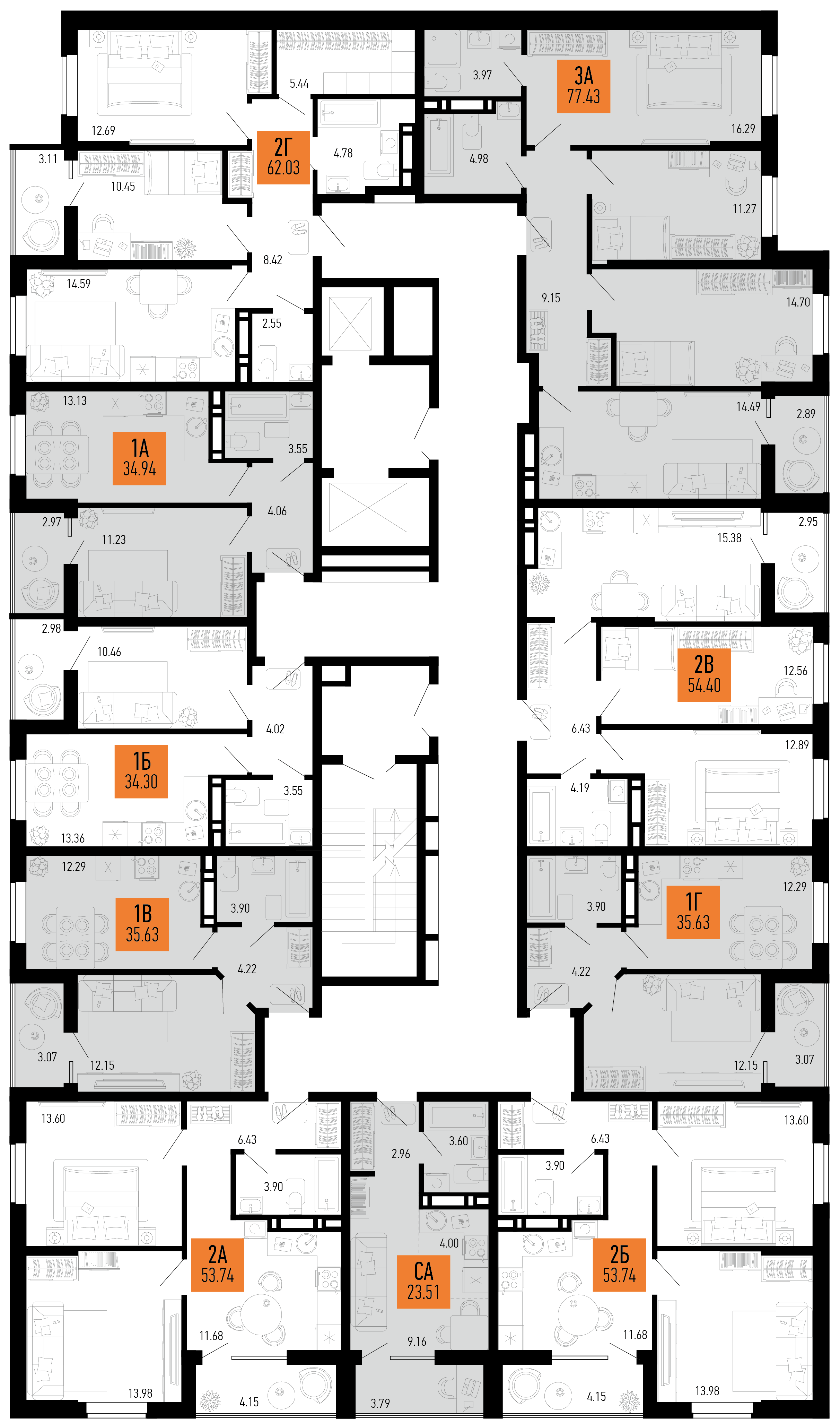 2-комнатная квартира №127 53,74 м2 от застройщика ГК ТОЧНО фото 4