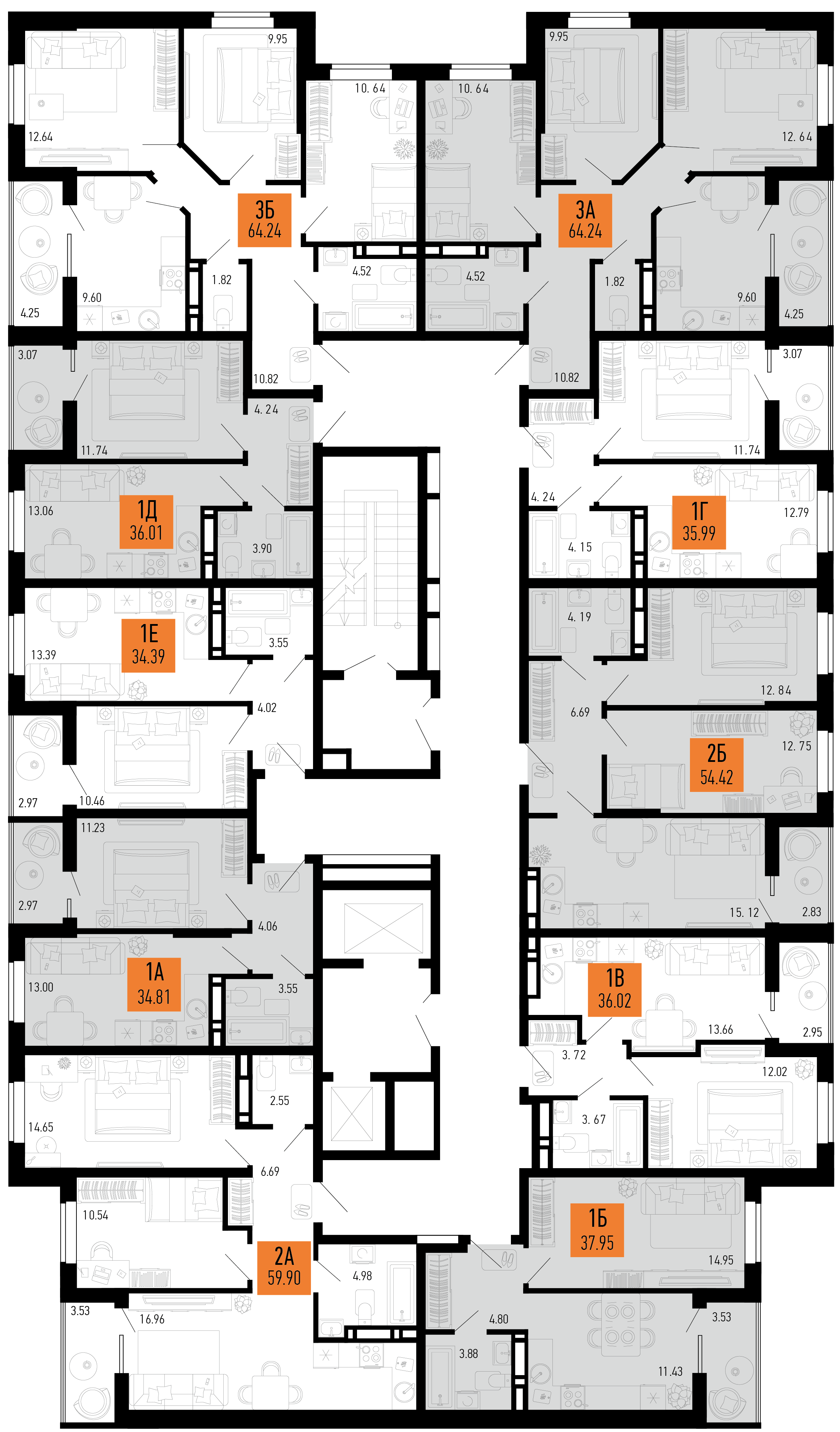 1-комнатная квартира №284 34,46 м2 от застройщика ГК ТОЧНО фото 4