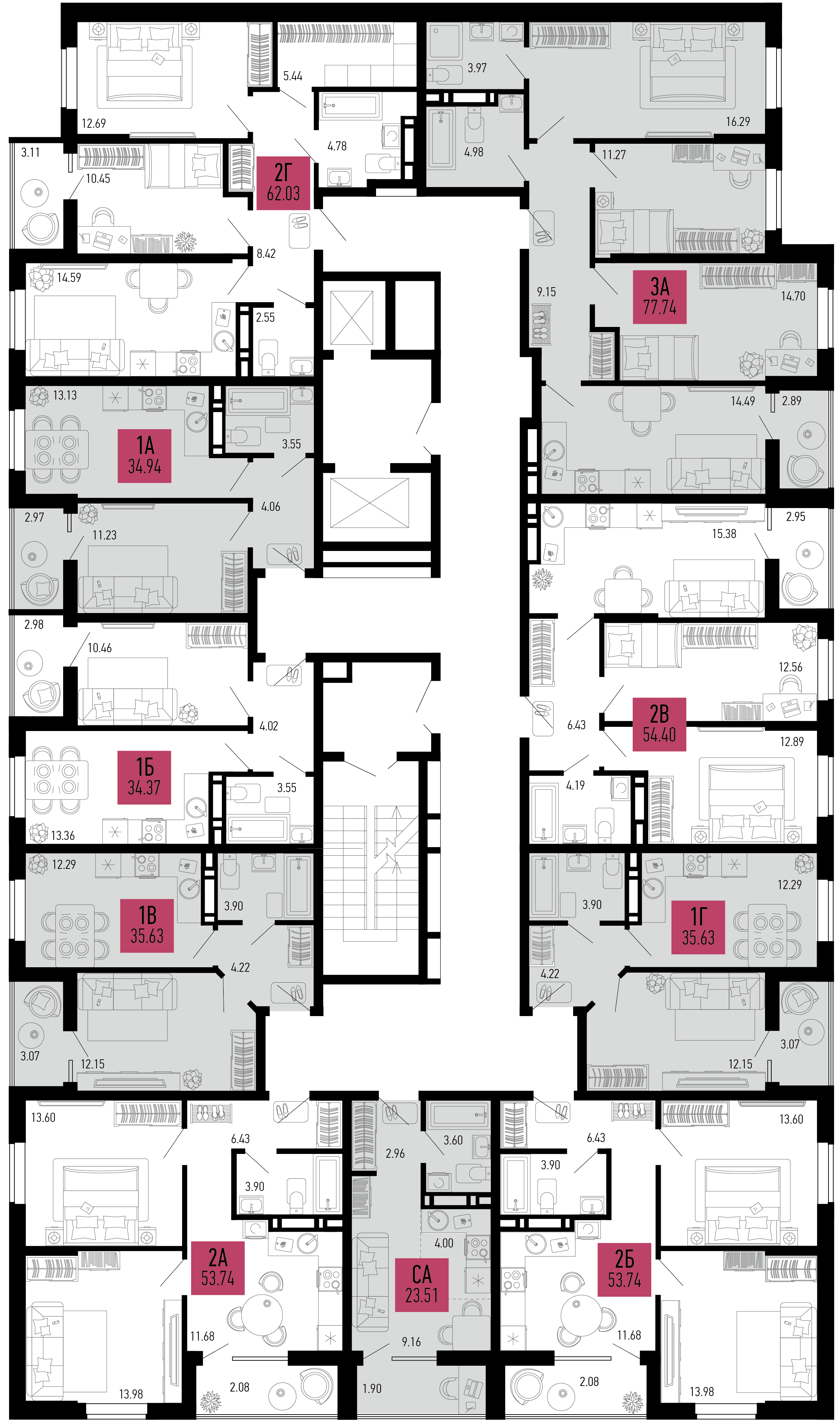 2-комнатная квартира №99 53,74 м2 от застройщика ГК ТОЧНО фото 3