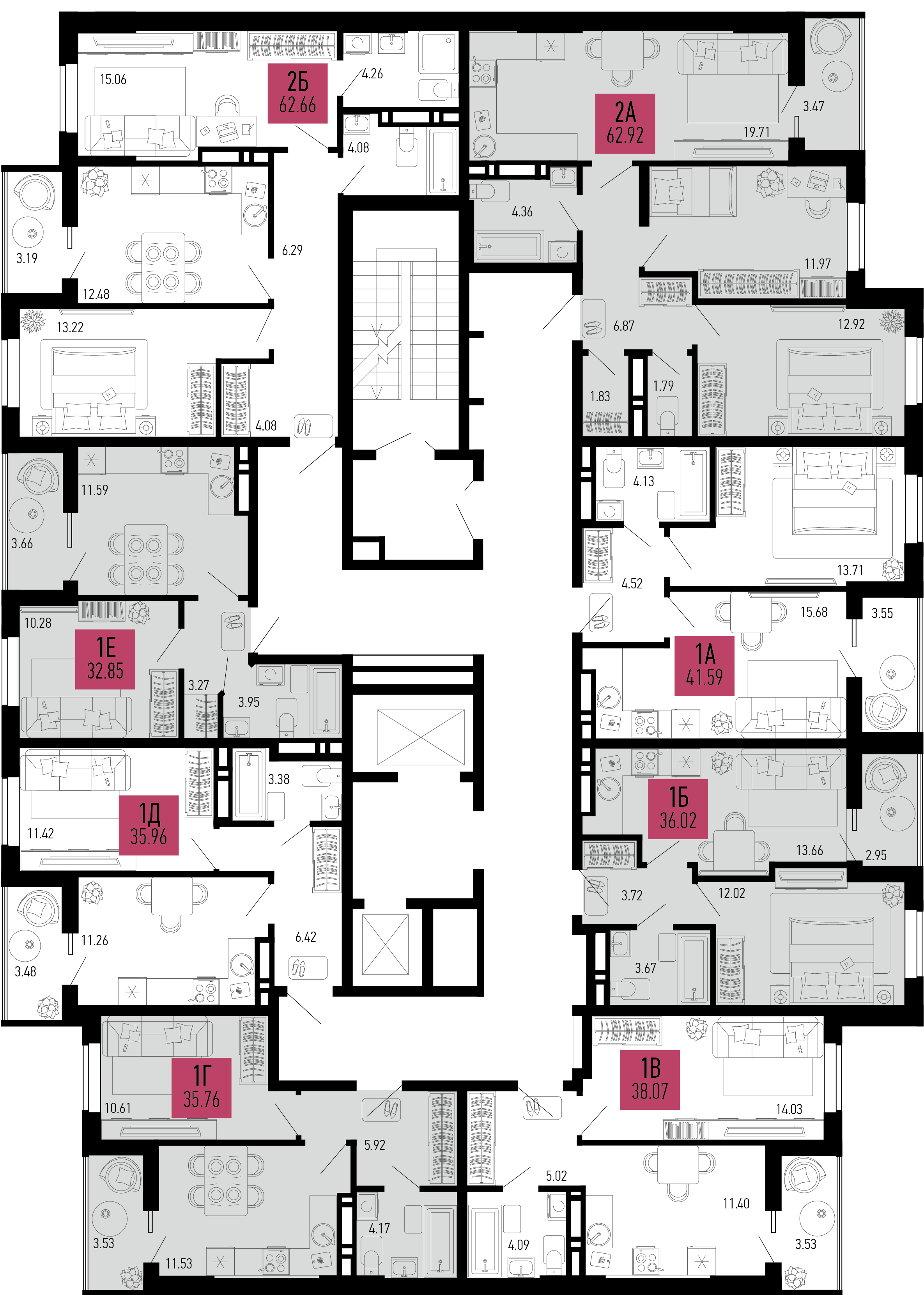 1-комнатная квартира №206 38,07 м2 от застройщика ГК ТОЧНО фото 3