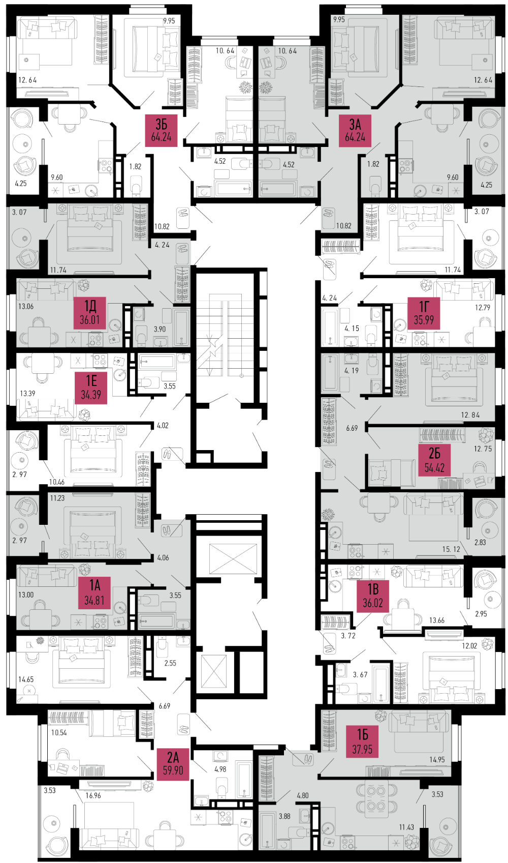 2-комнатная квартира №378 59,9 м2 от застройщика ГК ТОЧНО фото 3