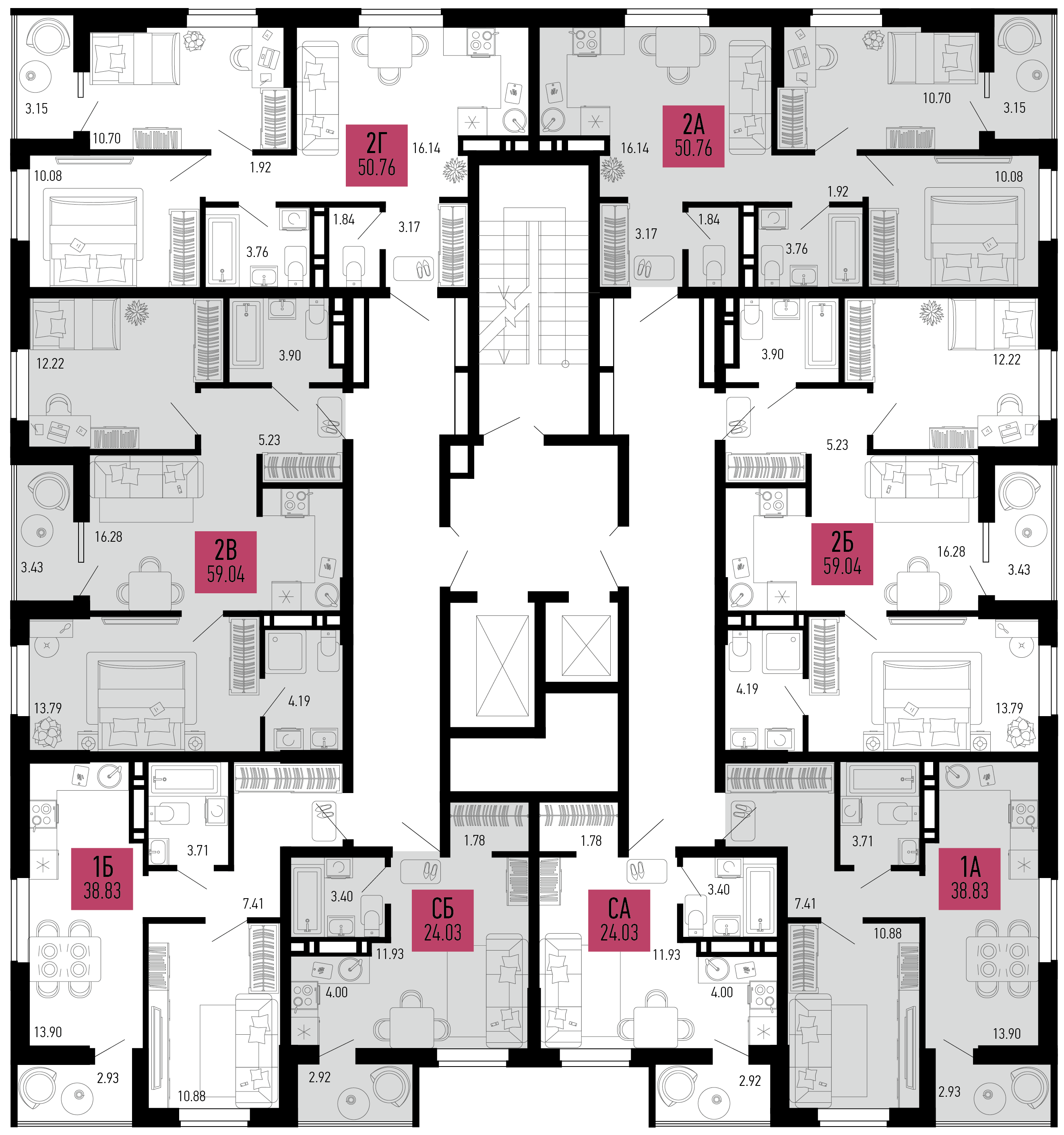2-комнатная квартира №437 59,04 м2 от застройщика ГК ТОЧНО фото 3