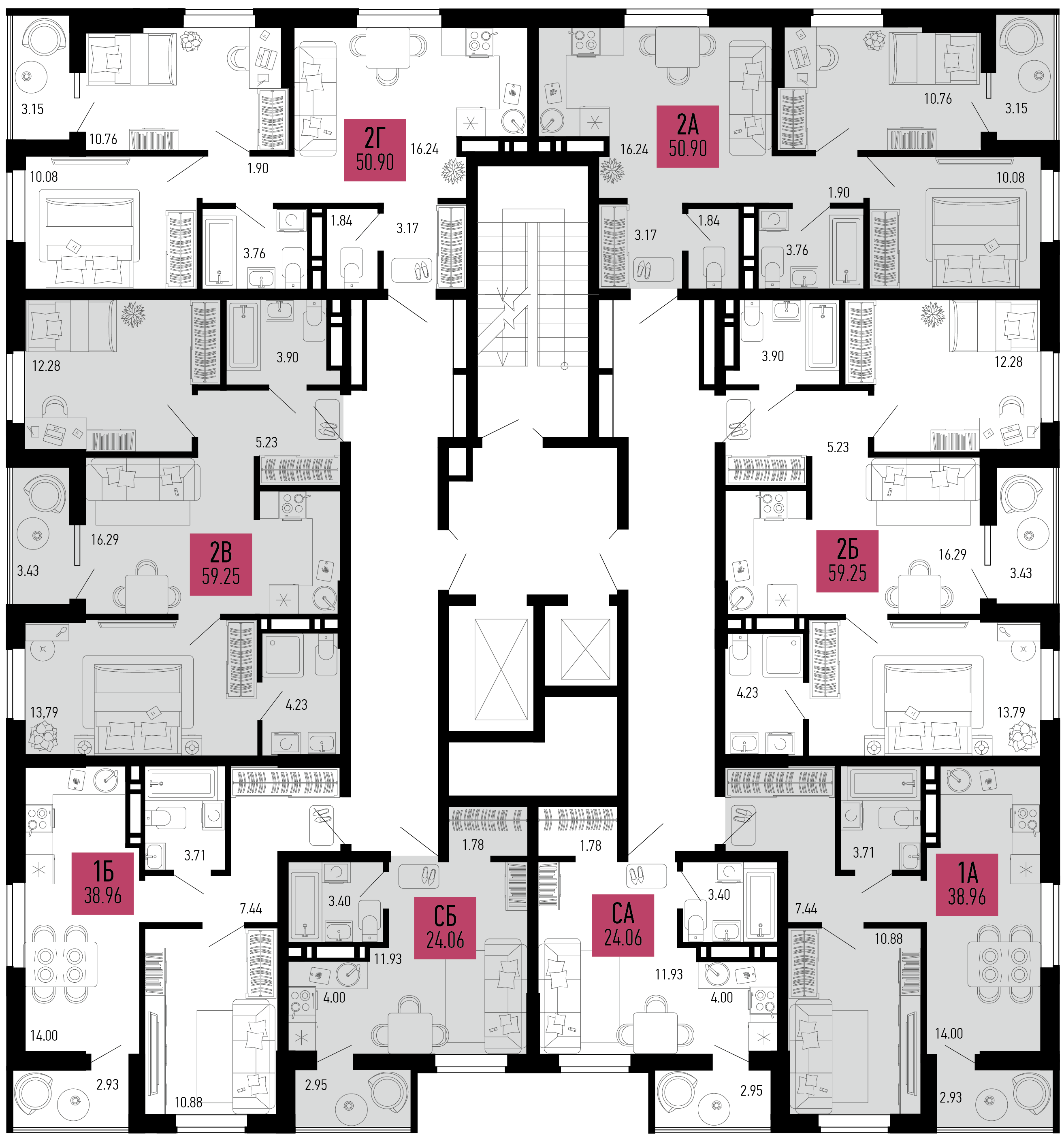 1-комнатная квартира №484 38,96 м2 от застройщика ГК ТОЧНО фото 3