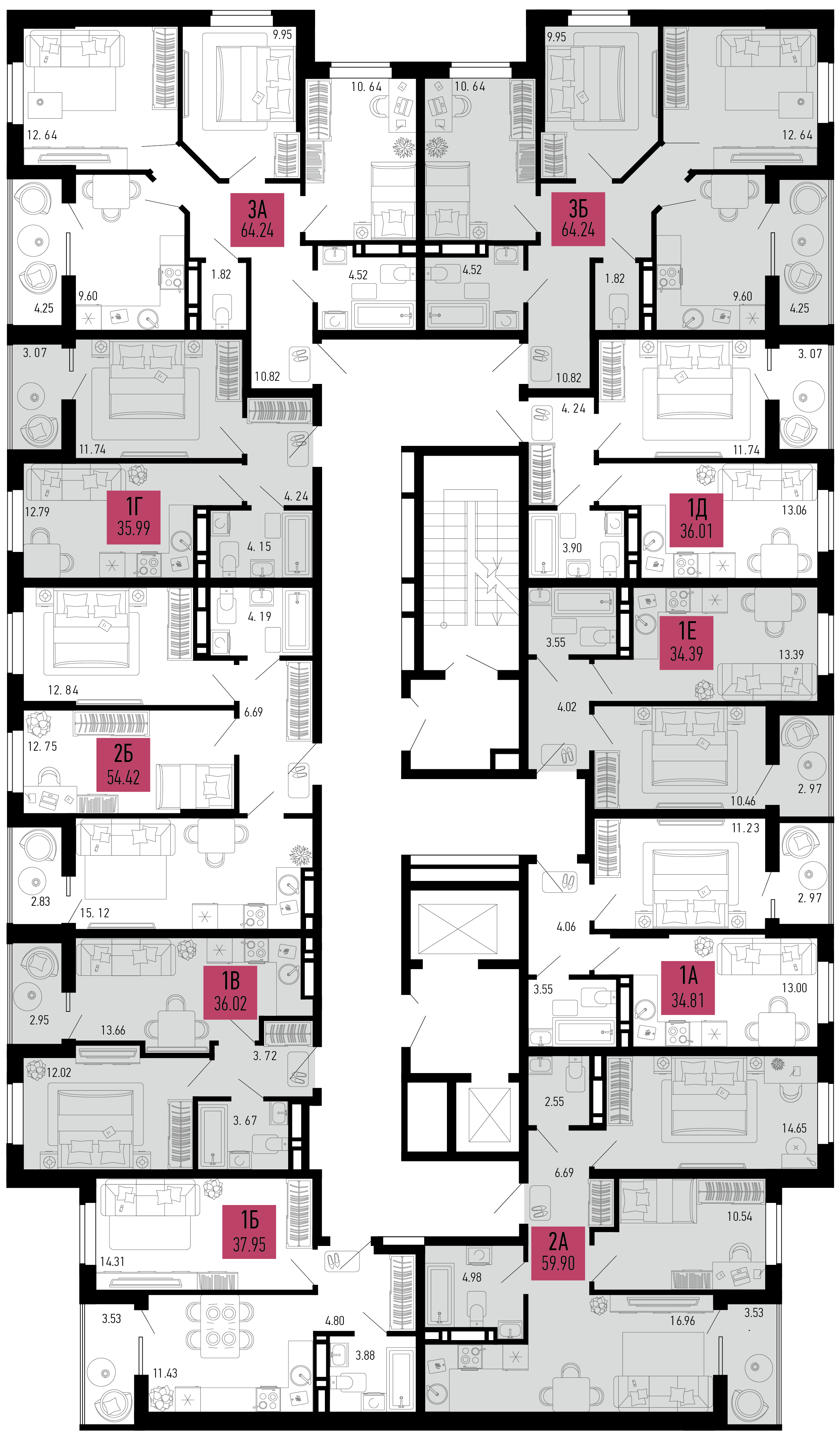 1-комнатная квартира №583 34,81 м2 от застройщика ГК ТОЧНО фото 3