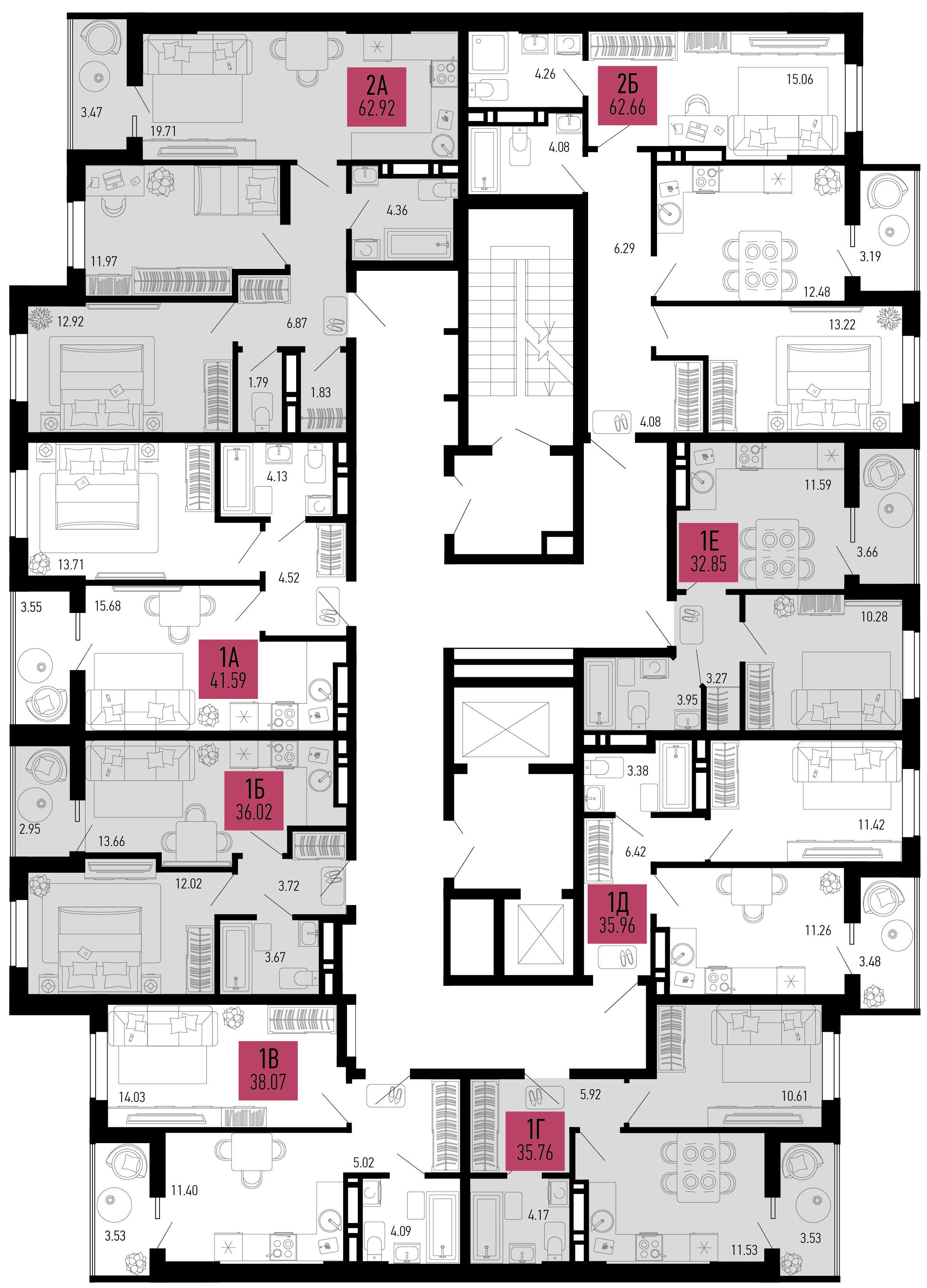 2-комнатная квартира №634 62,92 м2 от застройщика ГК ТОЧНО фото 3