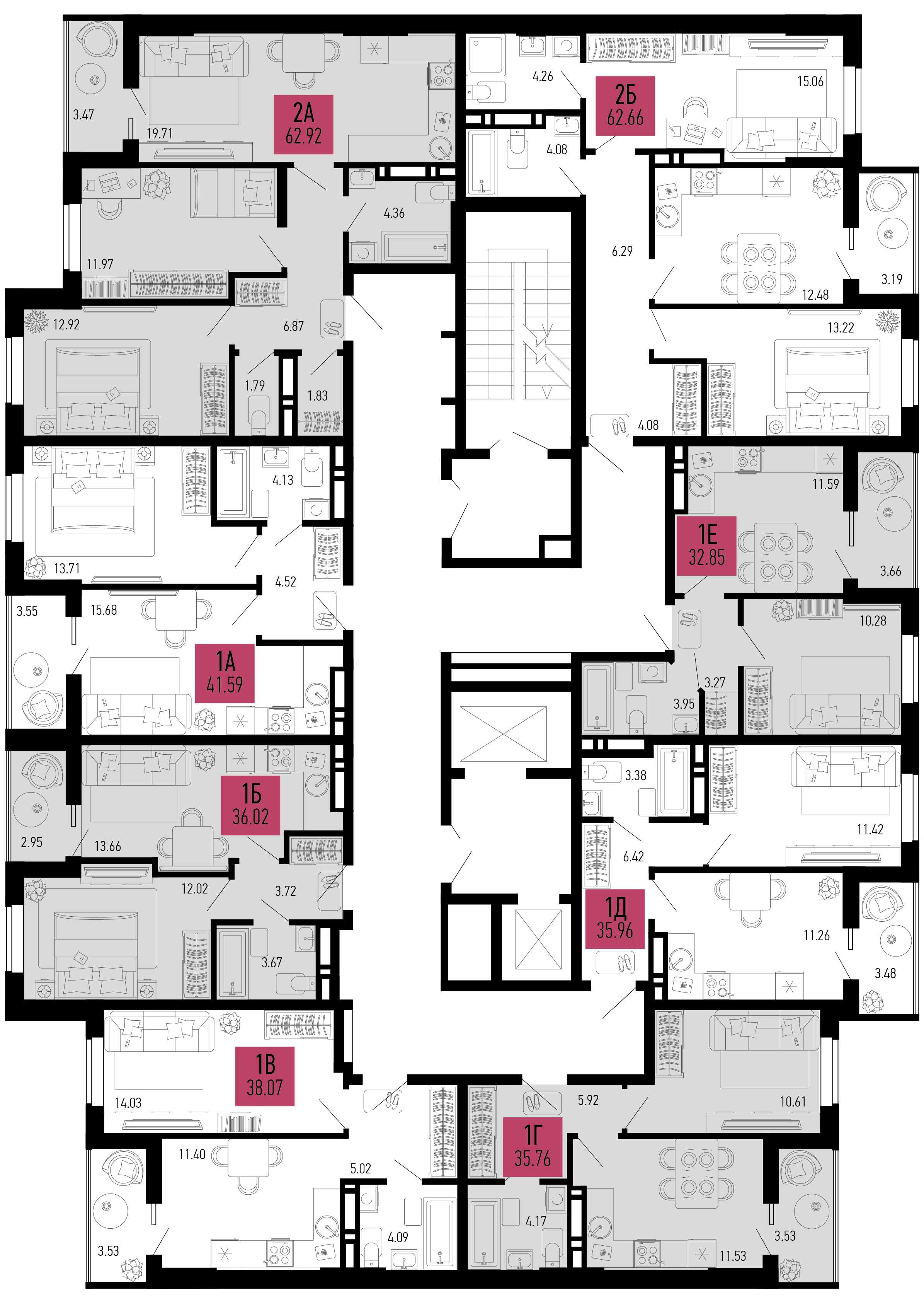 2-комнатная квартира №762 62,92 м2 от застройщика ГК ТОЧНО фото 3