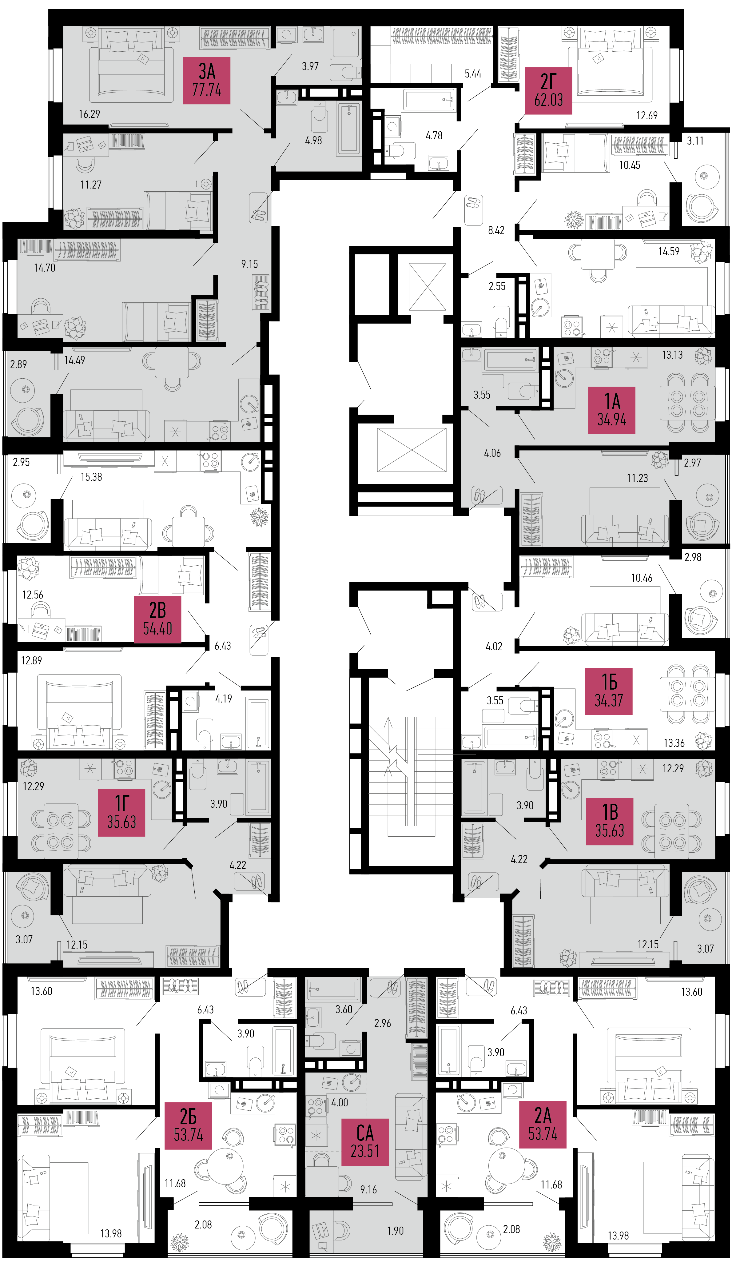 1-комнатная квартира №821 34,94 м2 от застройщика ГК ТОЧНО фото 3