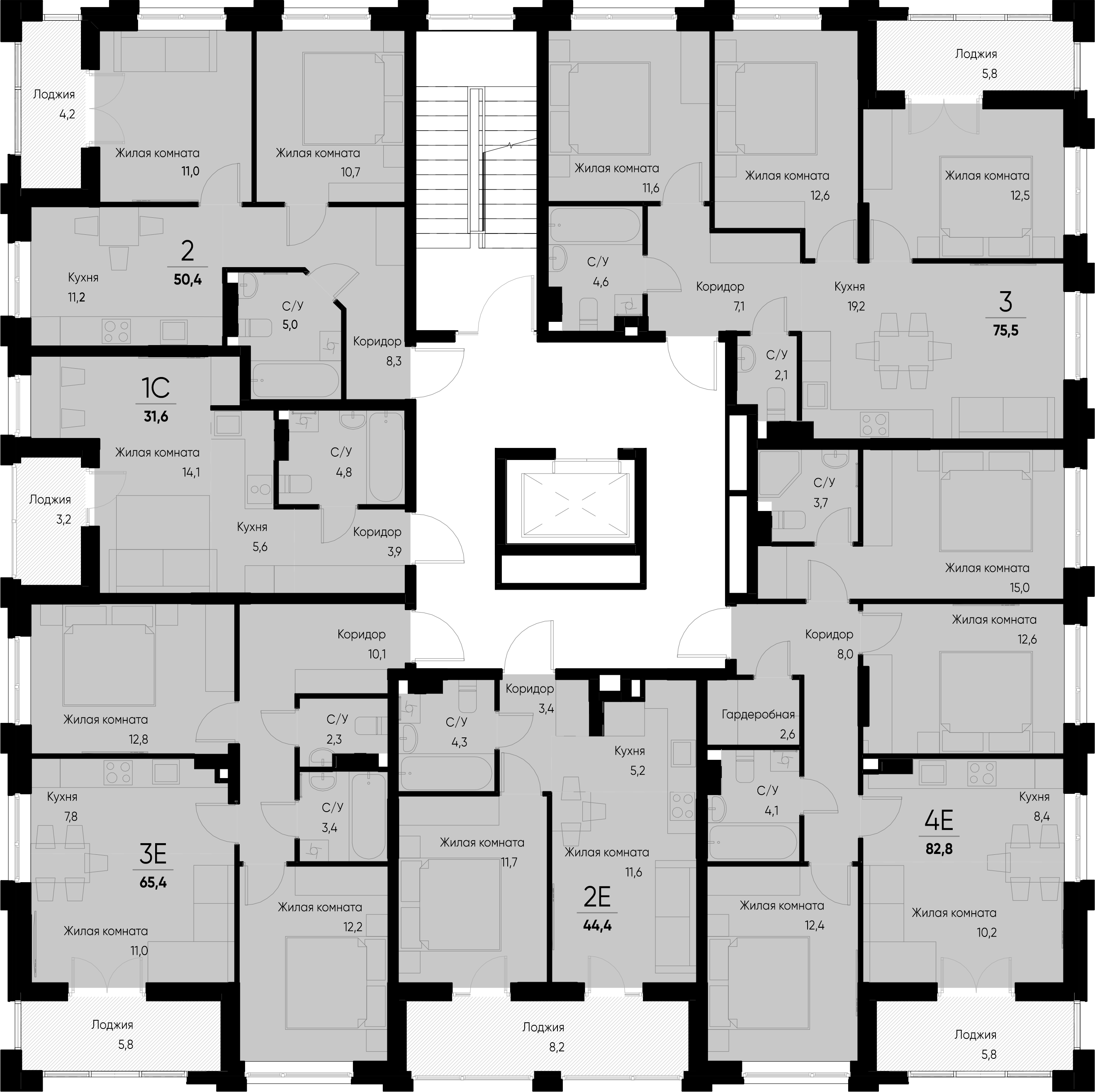 евро 4 к.кв. №6 79,9 м2 от застройщика ГК ТОЧНО фото 4