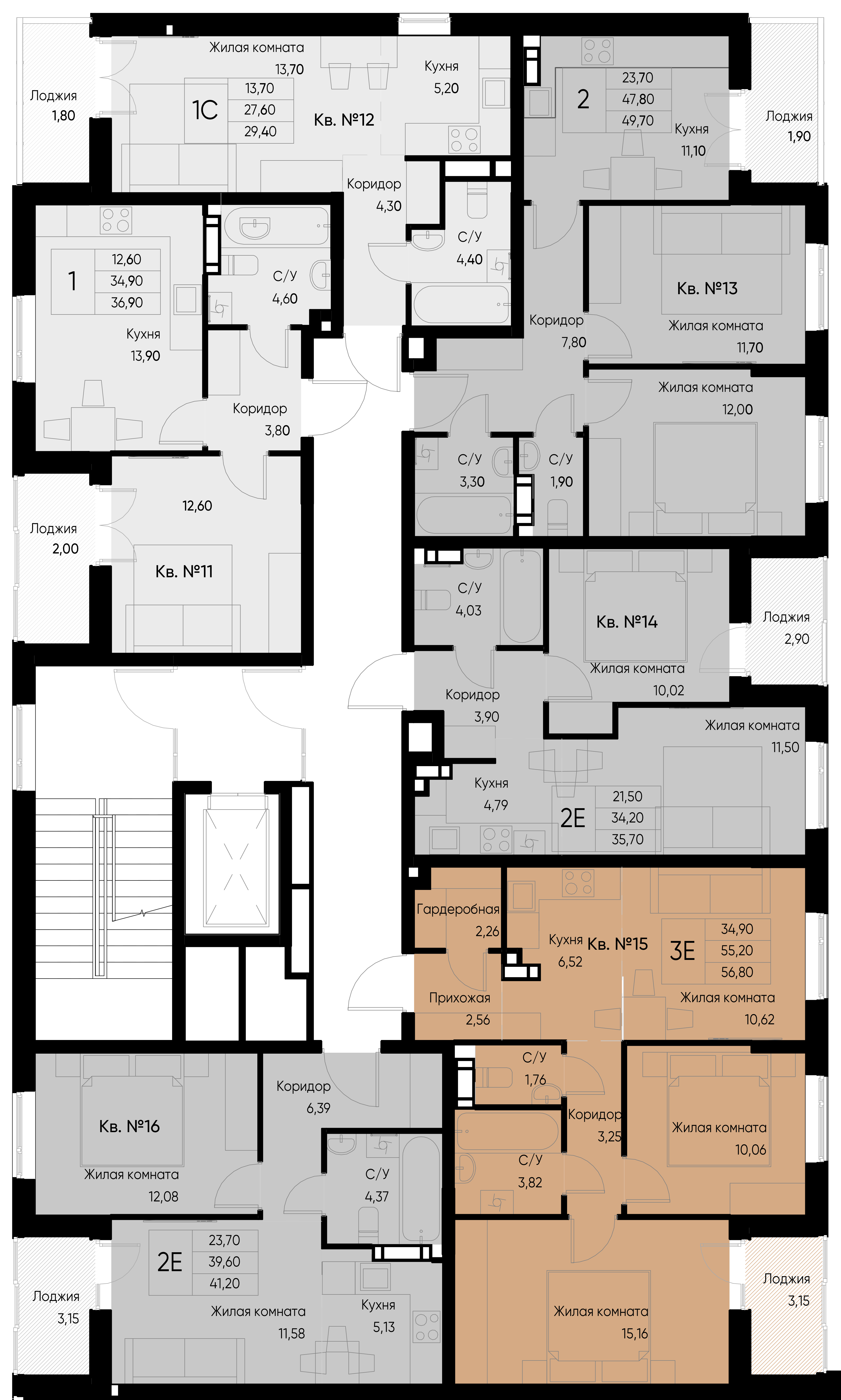 1-комнатная квартира №11 36,9 м2 от застройщика ГК ТОЧНО фото 5