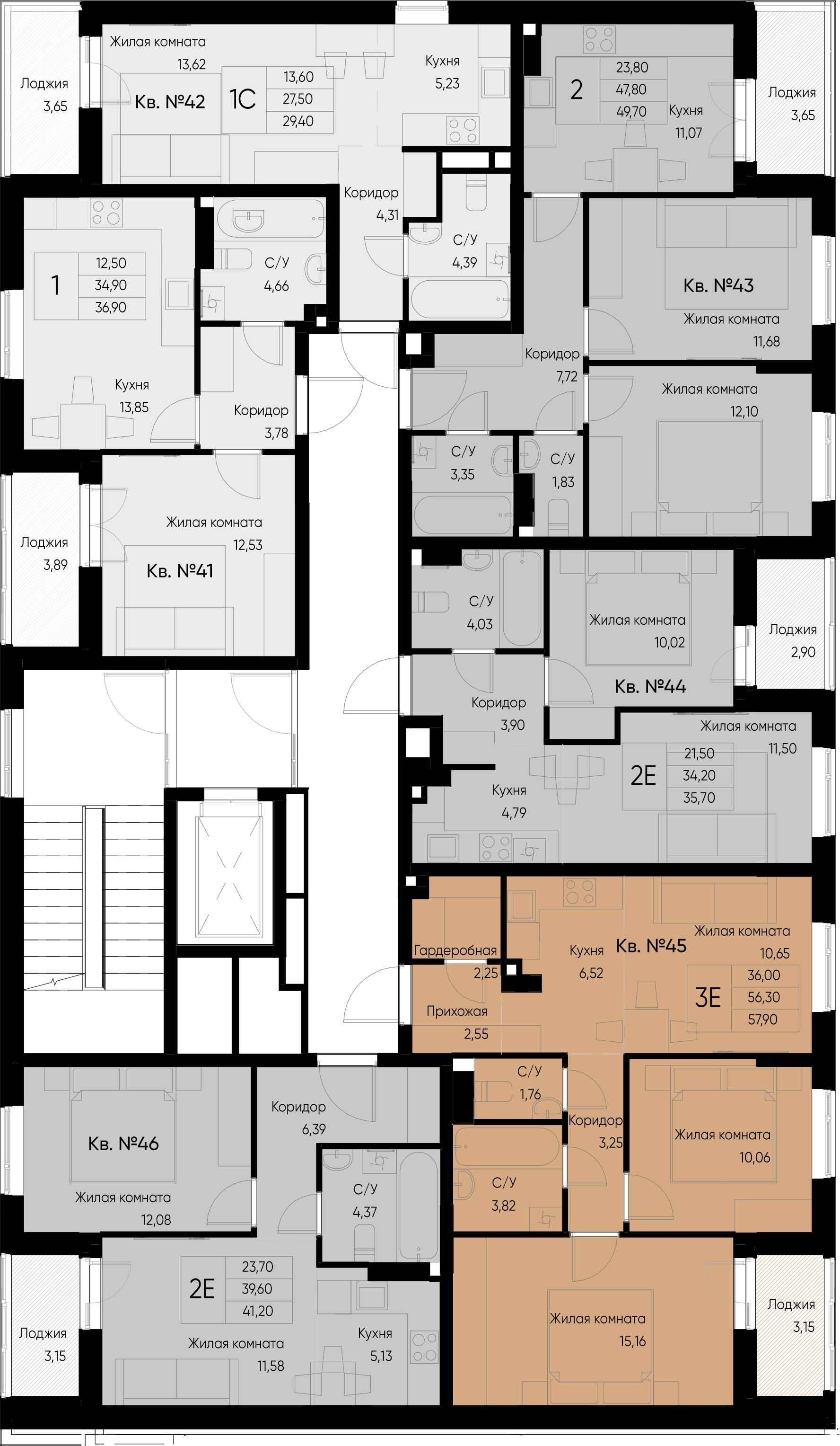 1-комнатная квартира №41 36,9 м2 от застройщика ГК ТОЧНО фото 5