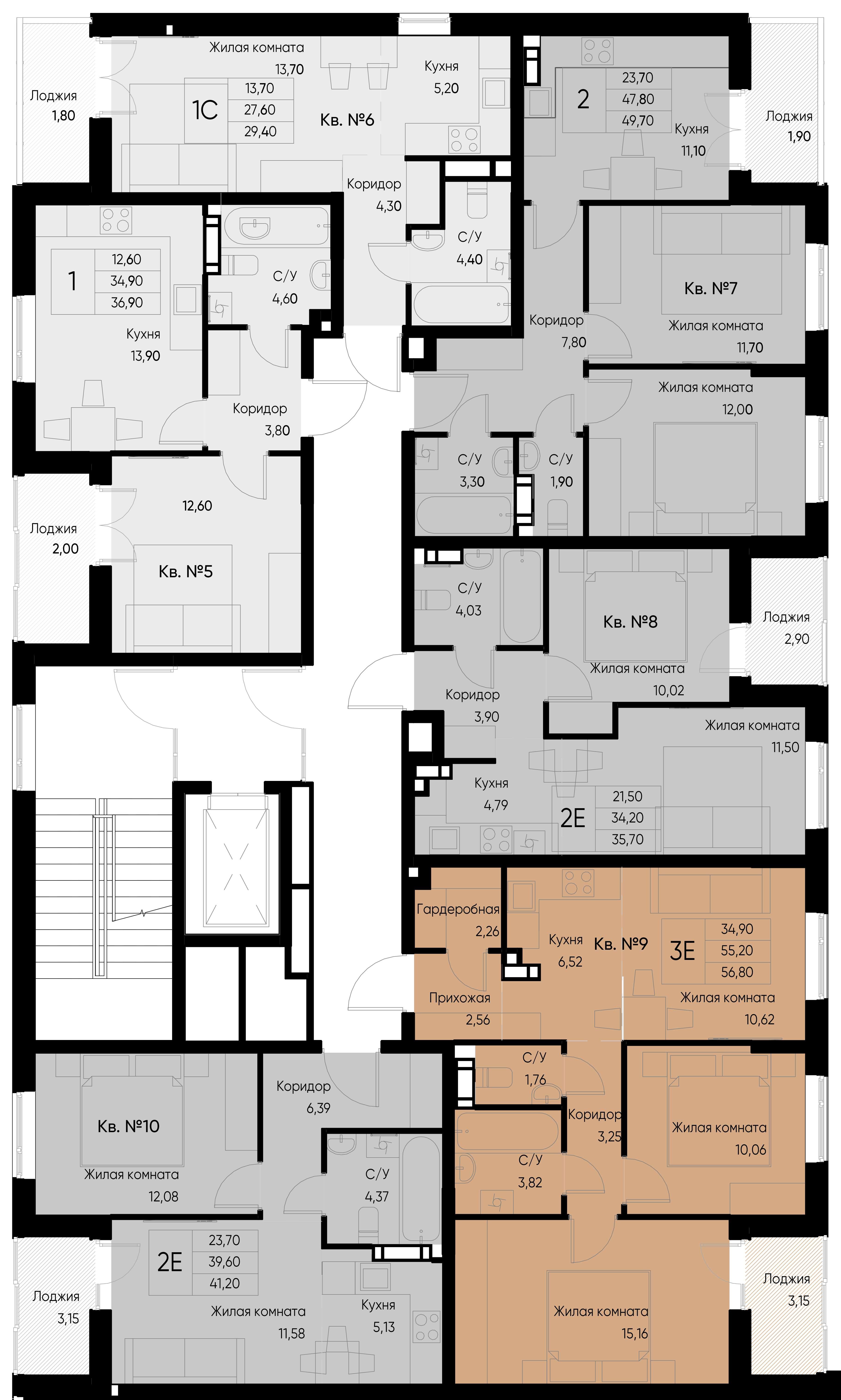 евро 2 к.кв. №10 41,2 м2 от застройщика ГК ТОЧНО фото 5