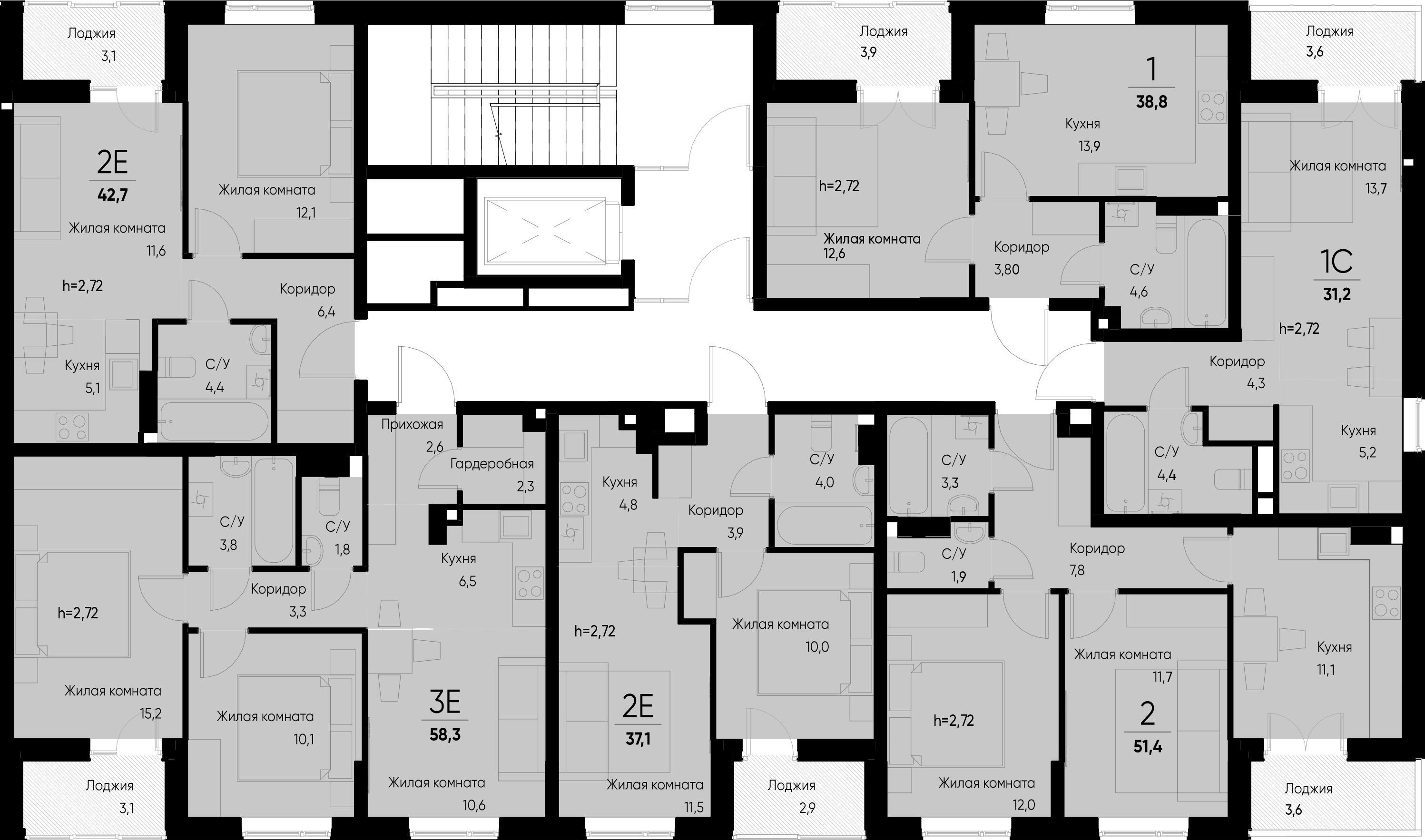 евро 2 к.кв. №28 41,2 м2 от застройщика ГК ТОЧНО фото 5