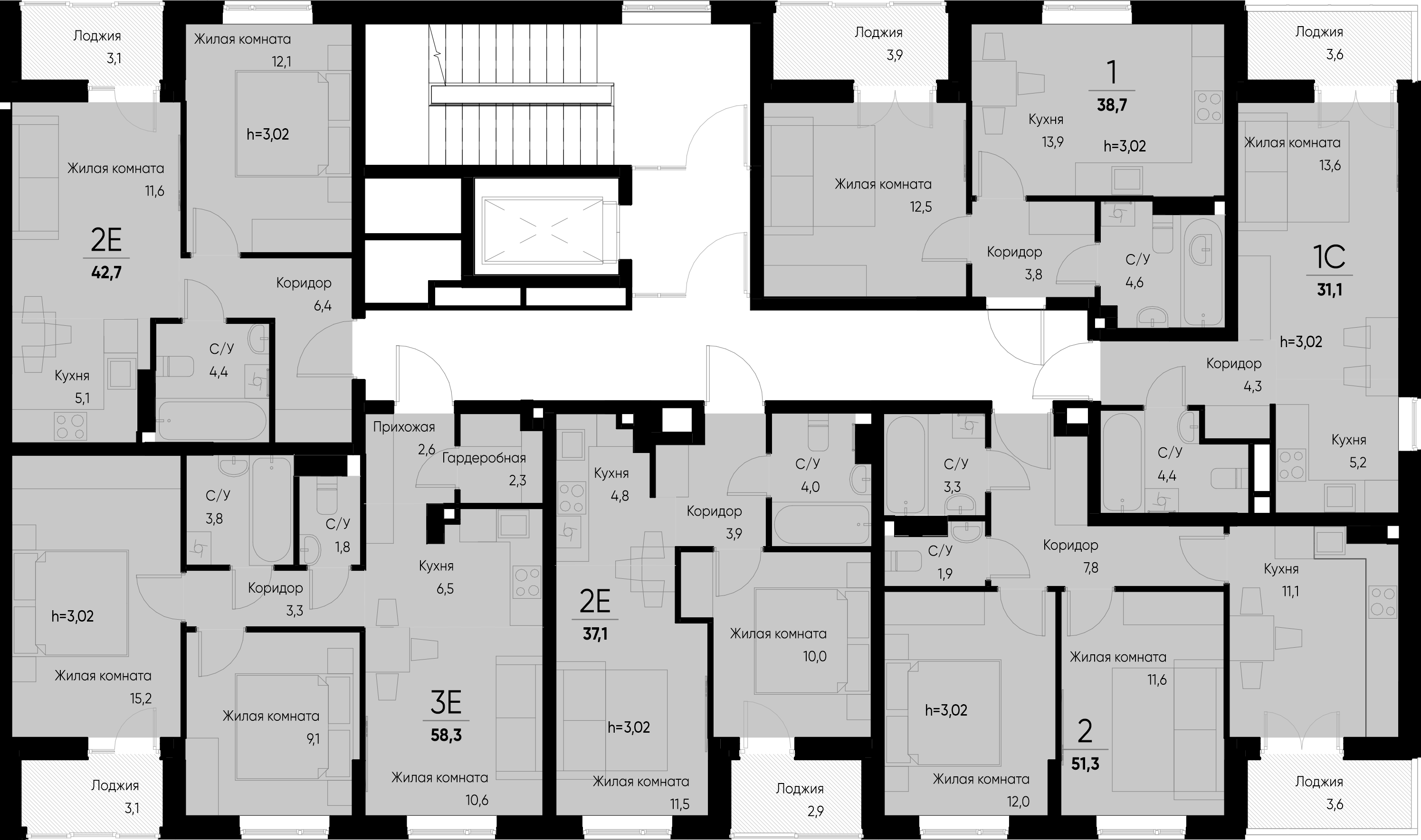 евро 3 к.кв. №39 57,9 м2 от застройщика ГК ТОЧНО фото 5