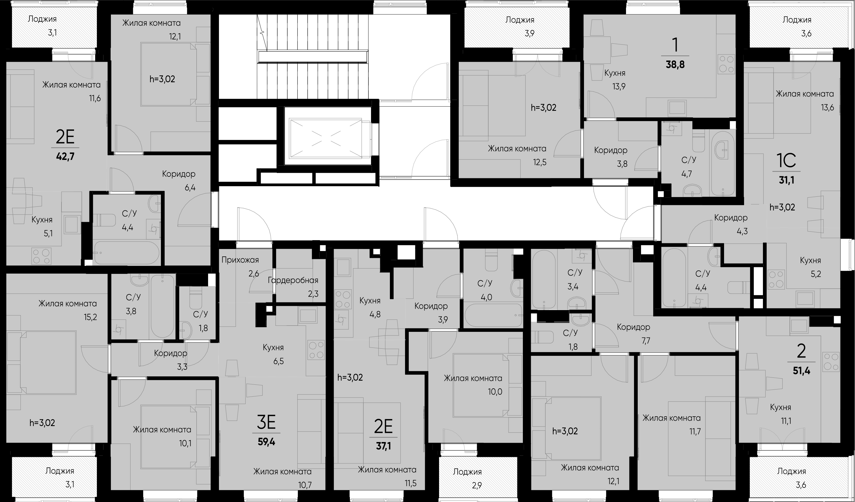 евро 2 к.кв. №46 41,2 м2 от застройщика ГК ТОЧНО фото 5