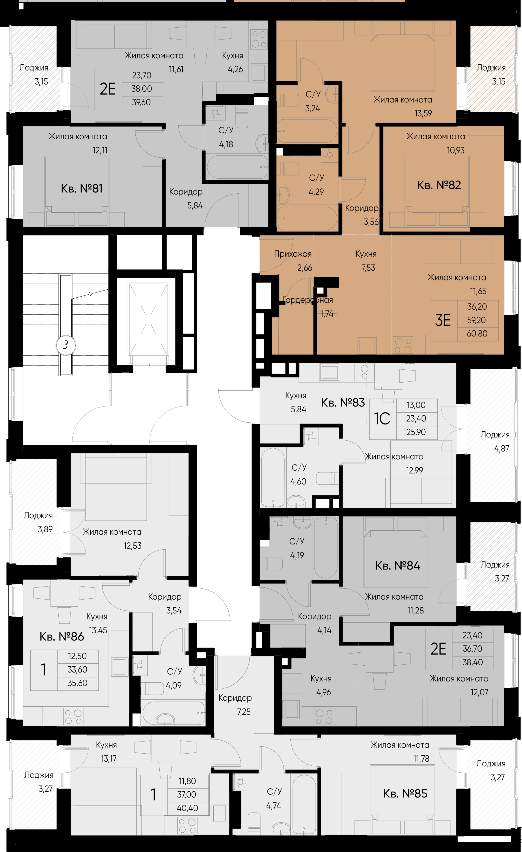 евро 2 к.кв. №84 38,4 м2 от застройщика ГК ТОЧНО фото 5