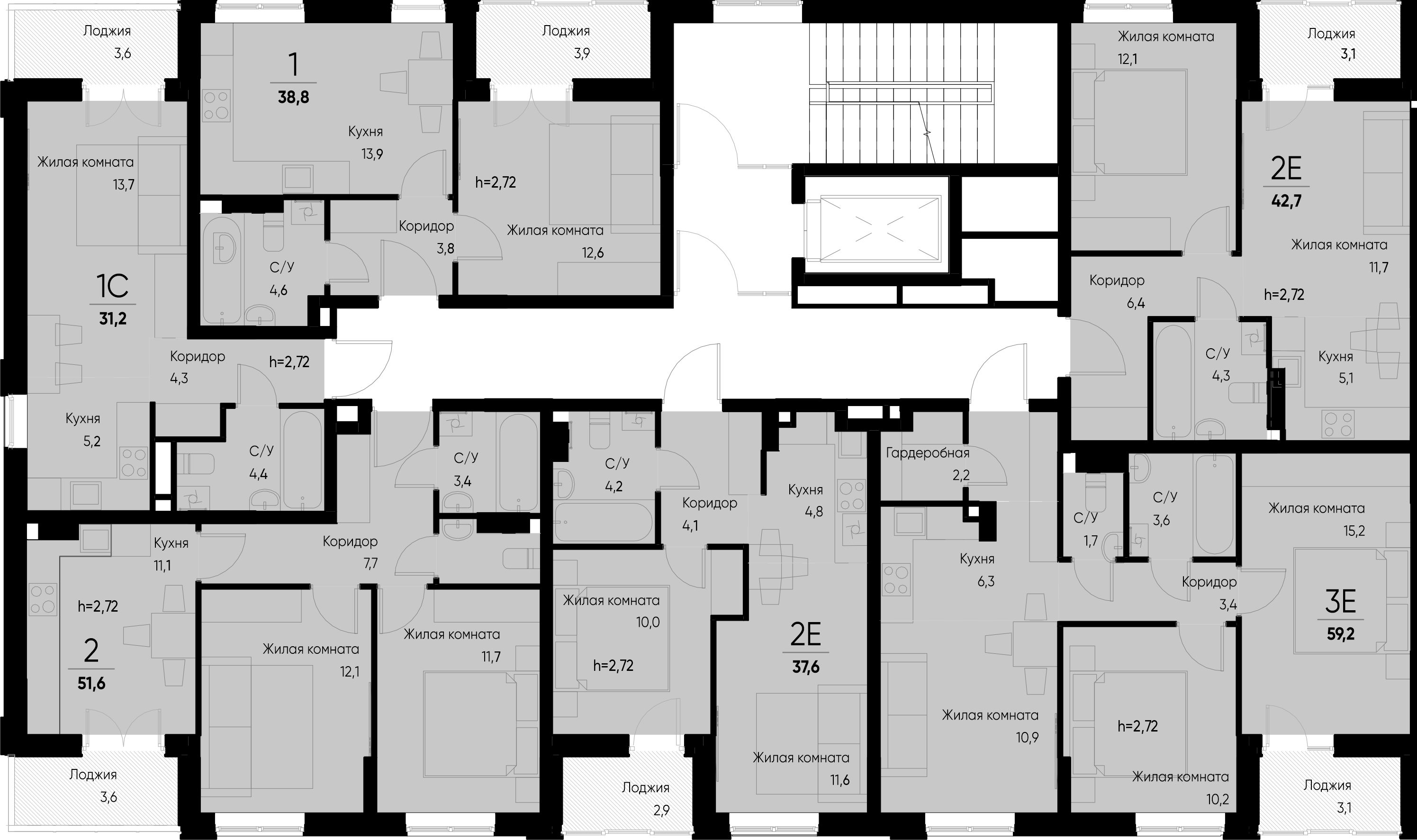 евро 3 к.кв. №110 57,7 м2 от застройщика ГК ТОЧНО фото 5