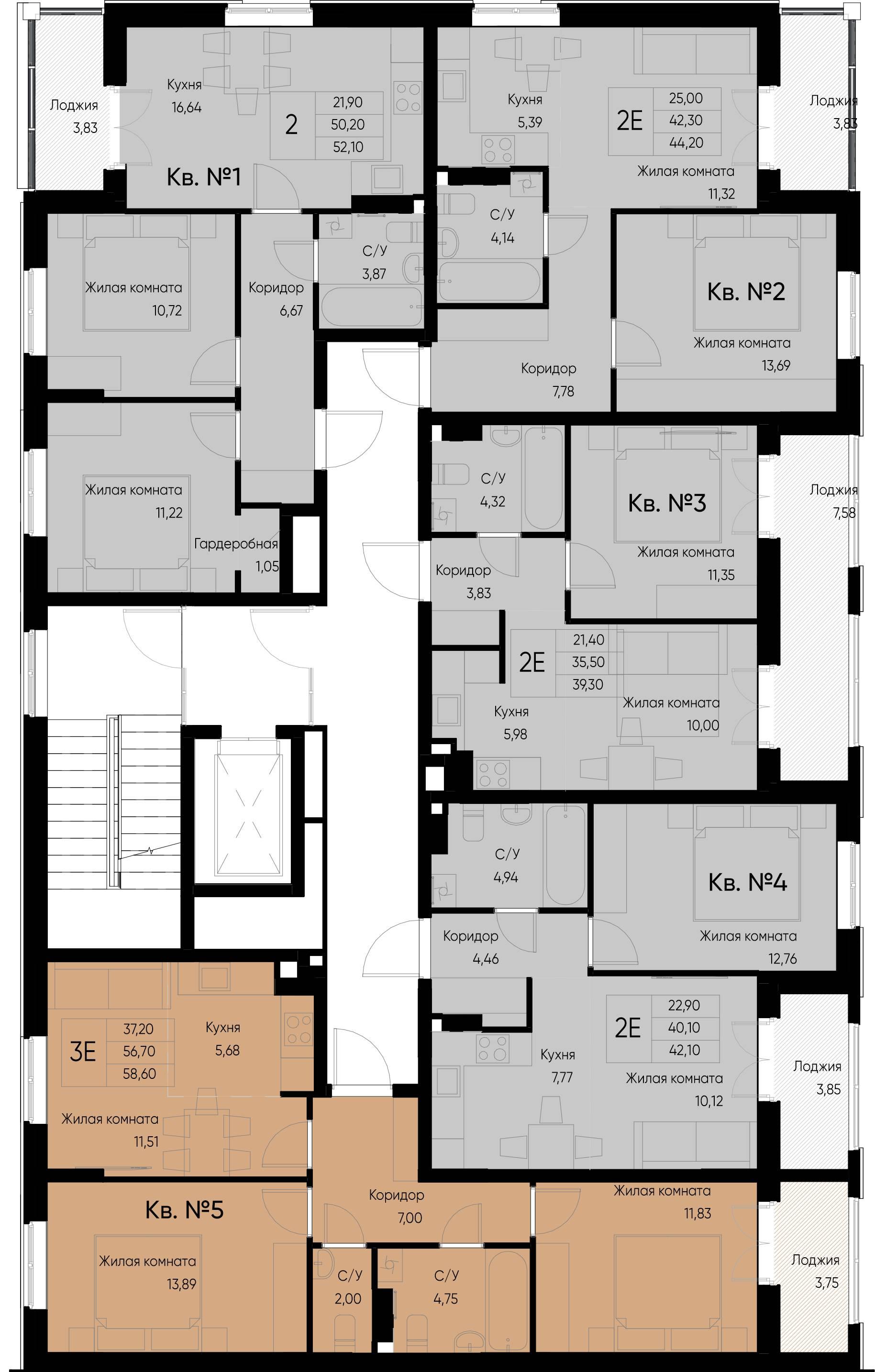 2-комнатная квартира №1 52,1 м2 от застройщика ГК ТОЧНО фото 5