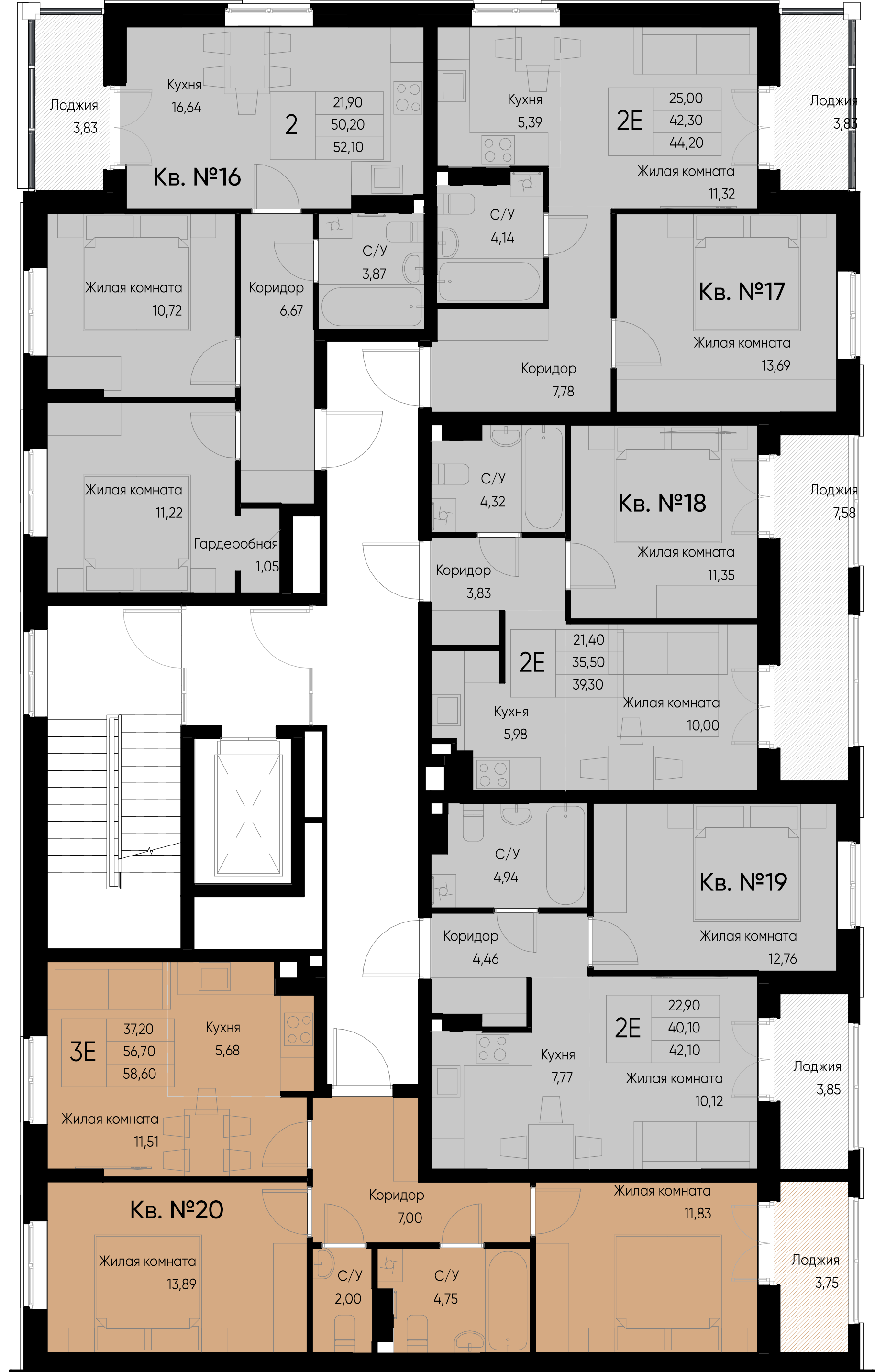 2-комнатная квартира №16 52,1 м2 от застройщика ГК ТОЧНО фото 5