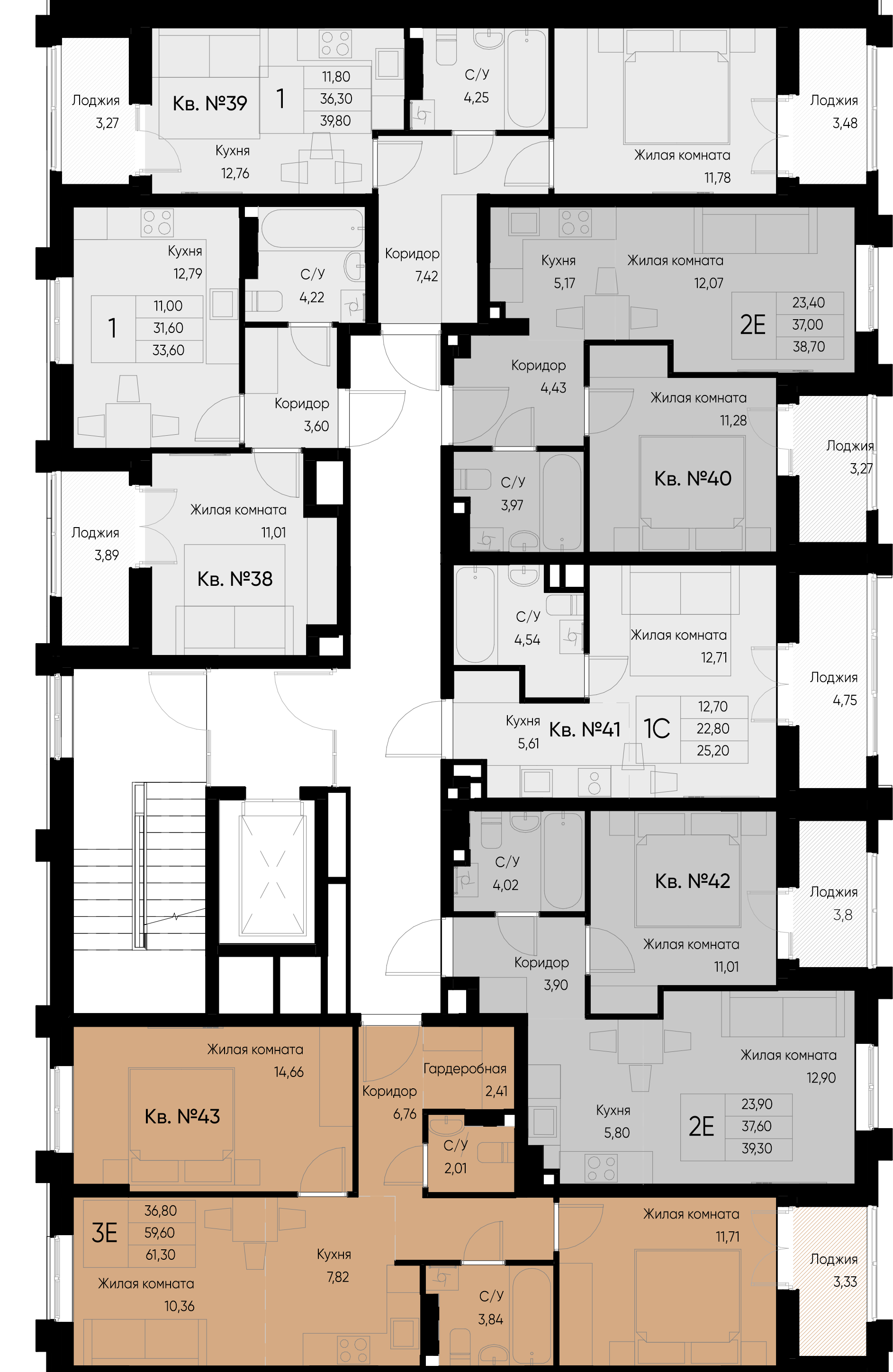 евро 3 к.кв. №43 61,3 м2 от застройщика ГК ТОЧНО фото 5