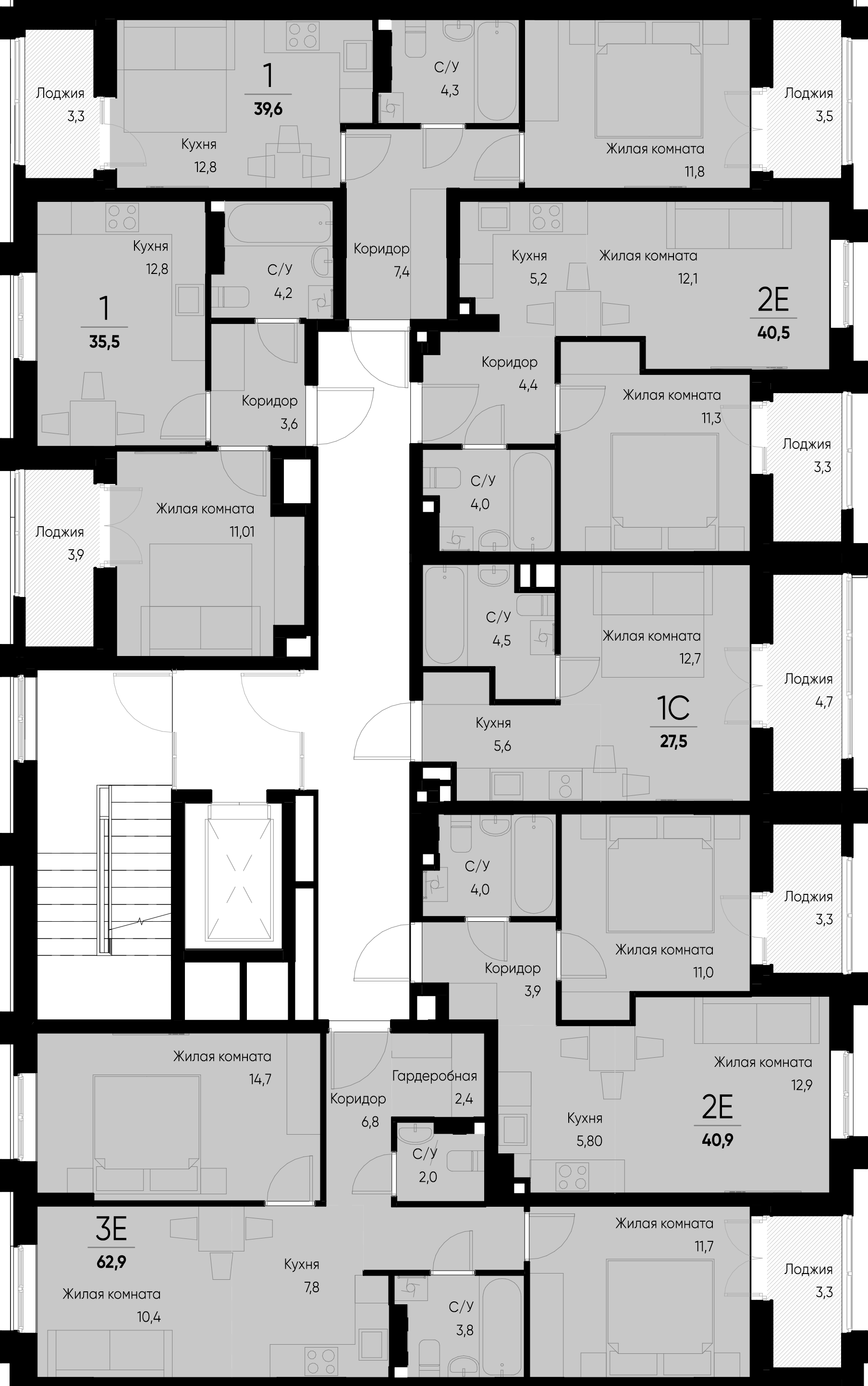евро 2 к.кв. №42 39,3 м2 от застройщика ГК ТОЧНО фото 4