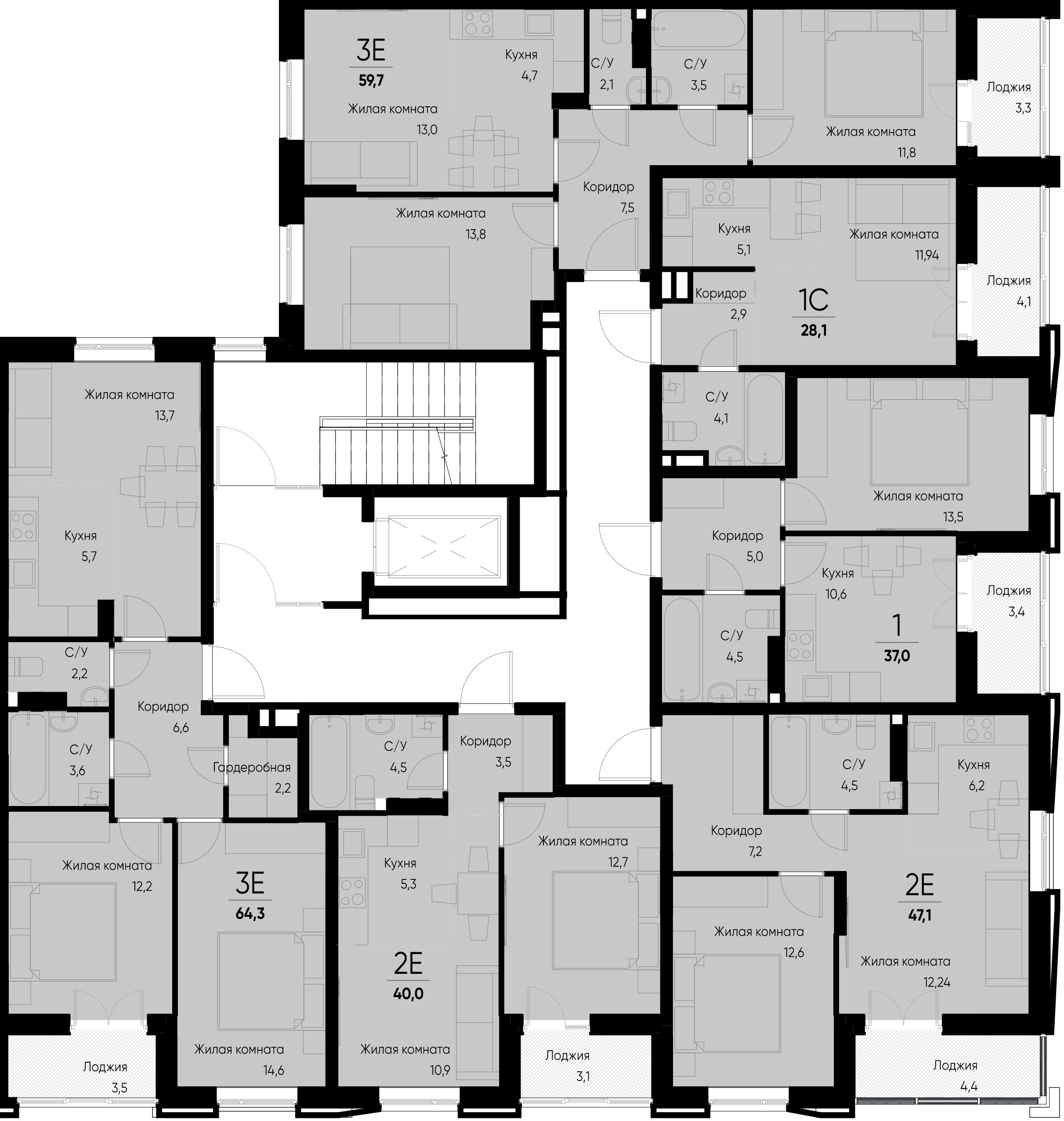 евро 3 к.кв. №62 58,1 м2 от застройщика ГК ТОЧНО фото 5