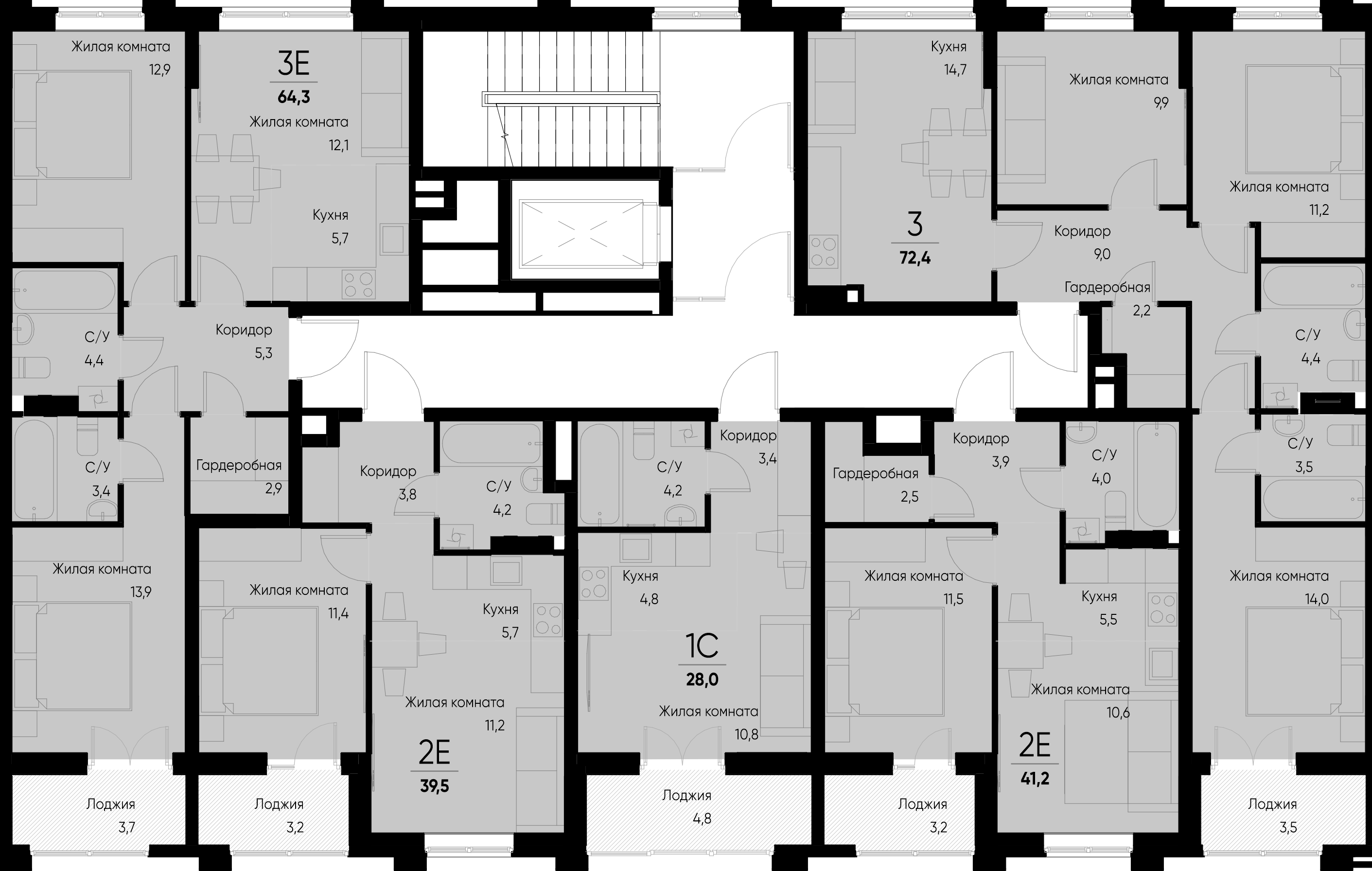 евро 2 к.кв. №120 39,6 м2 от застройщика ГК ТОЧНО фото 5