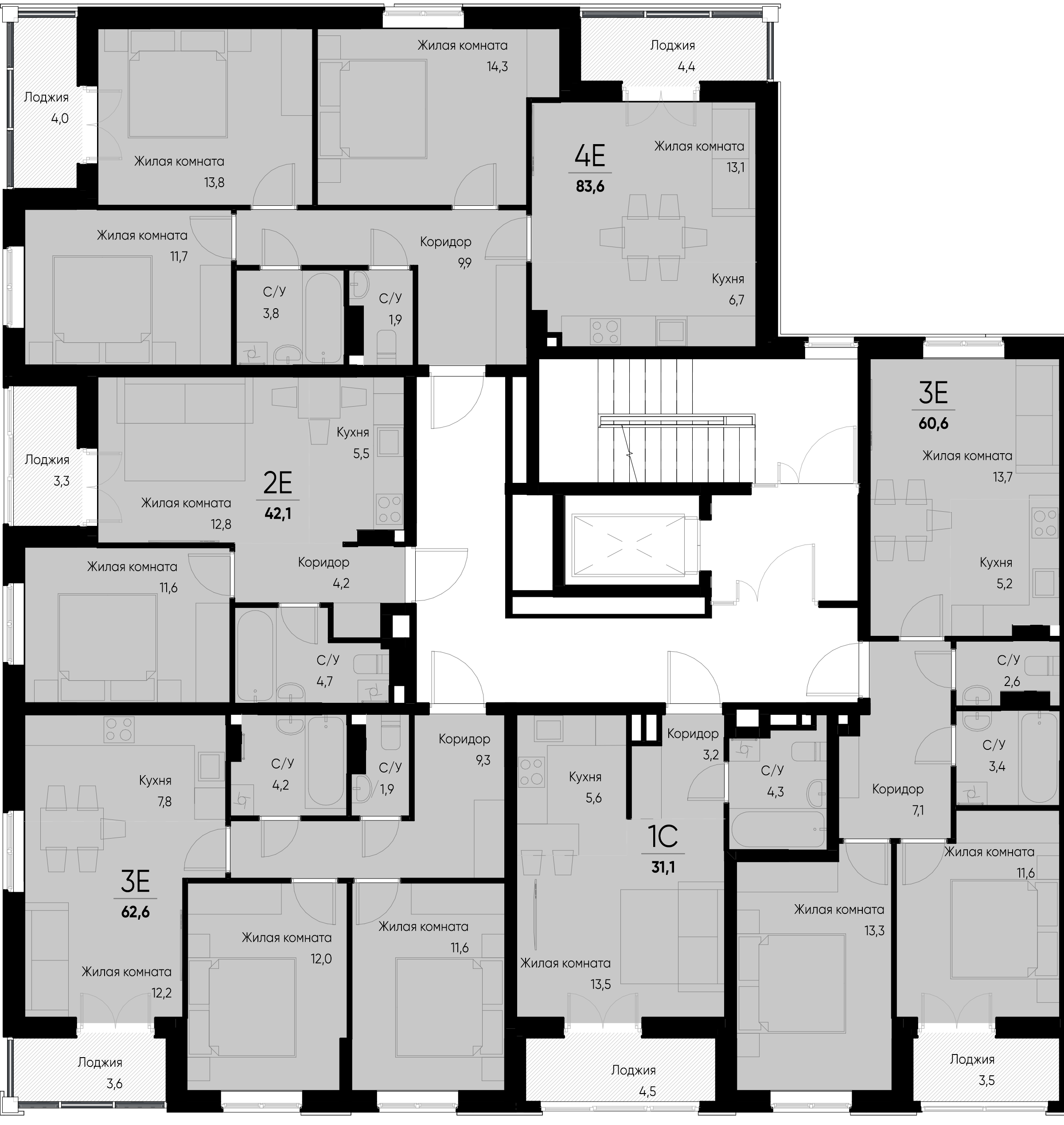 евро 3 к.кв. №136 60,8 м2 от застройщика ГК ТОЧНО фото 5