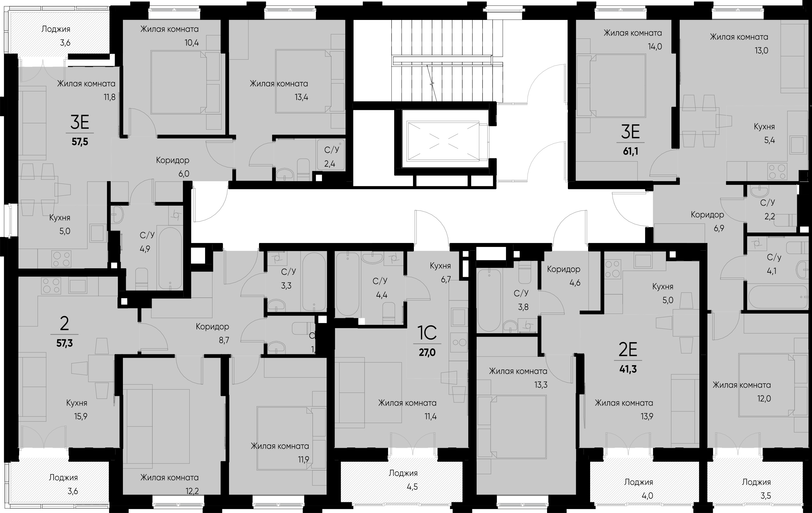 евро 3 к.кв. №78 55,7 м2 от застройщика ГК ТОЧНО фото 5
